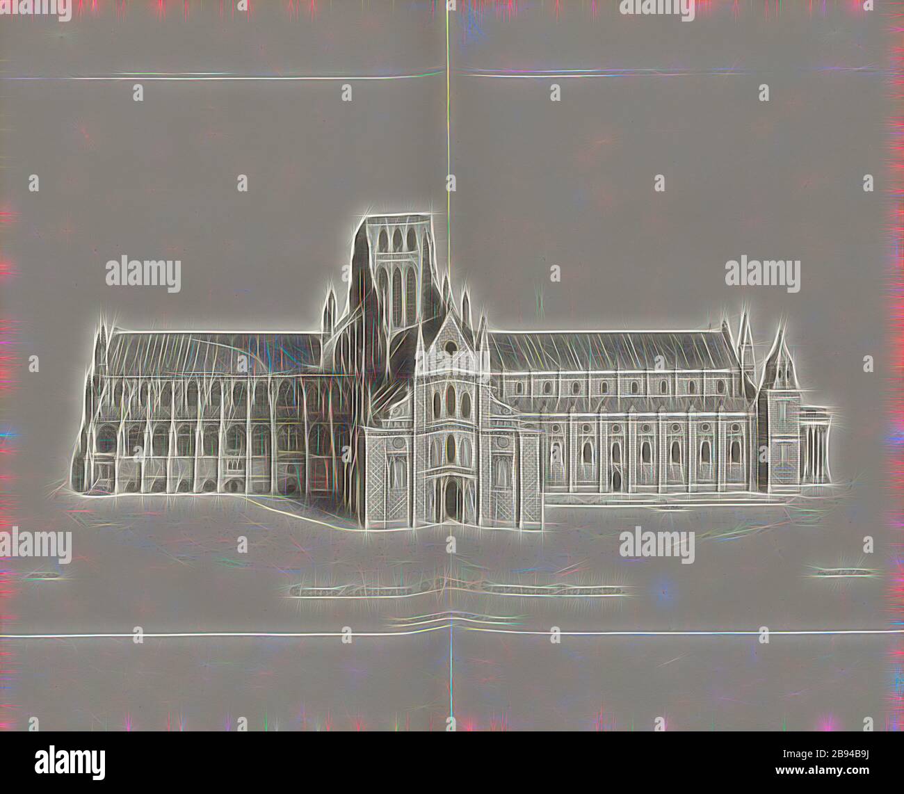 Cathedral of St. Paul North Prospect, Old St Paul's Cathedral in London, signiert: Nach Hollar, gestochen von W. Find, Published by Lackington & Co. And Longman & Co., Pl. XXXVII, nach S. 108, Hollar, Wenzel (Zeichnung), Finden, W. (Gravur), Lackington & Co (publ.), Longman & Co. (Publ.), William Dugdale, Henry Ellis: Die Geschichte der St. Paul's Cathedral in London, von ihrer Gründung: Extrahiert aus Originalchartern, Aufzeichnungen, leiger-Bücher und andere Handschriften. London: Gedruckt für Lackington, Hughes, Harding, Mavor und Jones, und Longman, Hurst, Rees, Orme und Brown, 1818, Reimagined by Stockfoto
