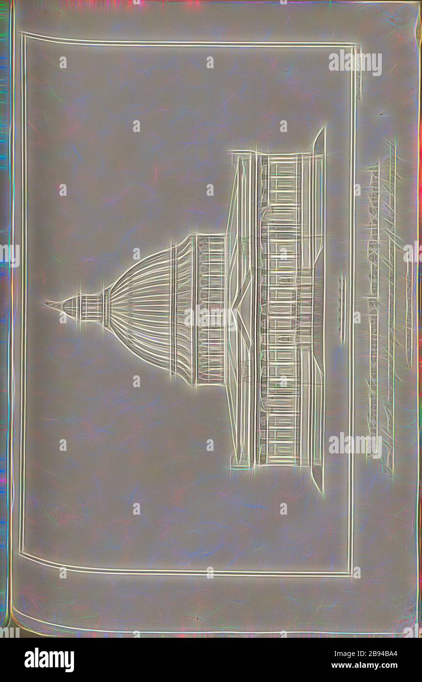 Westfront eines unexekutierten Plans für St. Paul's Cathedral ..., Sir Christopher Wens erster Entwurf für St. Paul's Cathedral in London, signiert: Gravur von W. Find, Published by Lackinton & Co. And Longman & Co., Pl. XLVI, AT S. 130, Finden, W. (Gravur), Lackington & Co (publ.), Longman & Co. (Publ.), William Dugdale, Henry Ellis: Die Geschichte der Saint Paul's Cathedral in London, von ihrer Gründung: Extrahiert aus Originalcharters, Aufzeichnungen, leiger-Bücher und andere Handschriften. London: Gedruckt für Lackington, Hughes, Harding, Mavor und Jones, und Longman, Hurst, Rees, Orme und Brown, 1818, Stockfoto