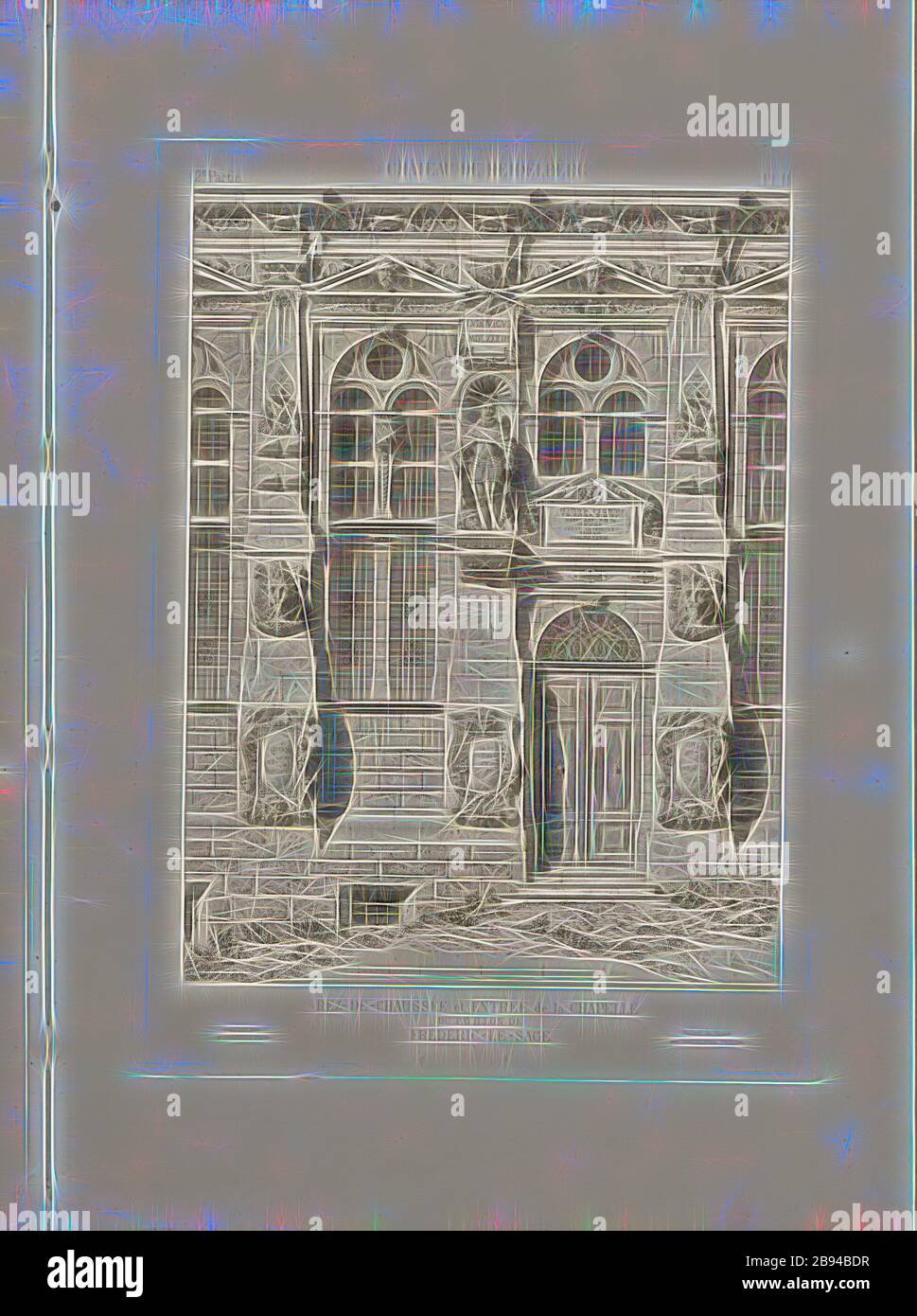 Heidelberger Schloss, Erdgeschoss und Eingang zur Kapelle des Pavillons Friedrich des Weisen, Keller des Friedrichsbaus von Schloss Heidelberg, signiert: Relevé et Gravé par Rodolphe Pfnor, Imprimé von F. Chardon, Abb. 16, 2. Los, Pl. II, nach S. 16, Pfnor, Rodolphe (relevé et gravé), Chardon, F. aîné (imprimé), Rodolphe Pfnor, Daniel Ramée: Monographie du Château de Heidelberg. Paris: A. Morel et Cie, Editeurs, 1859, Neugestaltung von Gibon, Design von warmen fröhlich glühen von Helligkeit und Lichtstrahlen Ausstrahlung. Klassische Kunst neu erfunden mit einem modernen Twist. Fotografie inspiriert von Futurismus, embracin Stockfoto