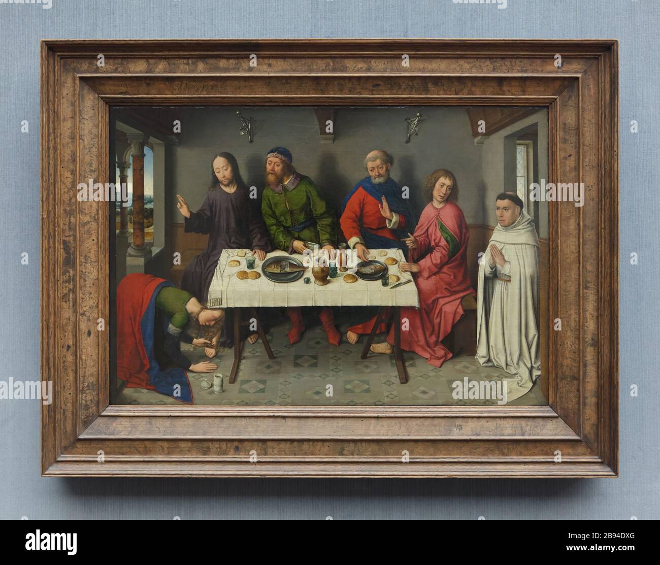 Gemälde „Christus im Haus des Simon“ des altniederländischen Renaissance-Malers Dieric Bouts / Dirk Bouts (1460) in der Berliner Gemäldegalerie in Berlin. Stockfoto