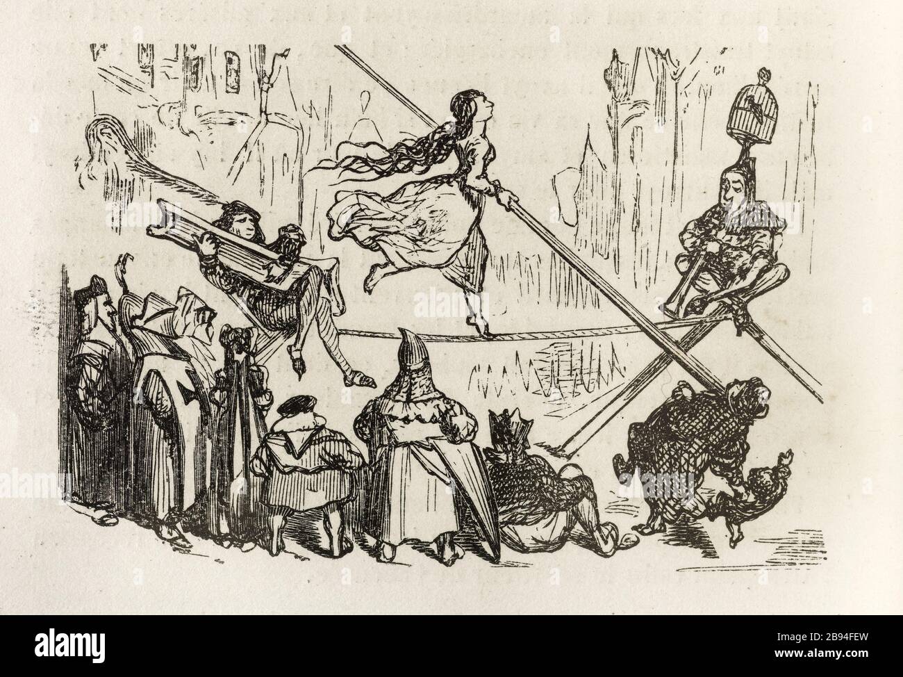 Der ETTER das Moor. Illustration für Honoré de Balzac, The Tales comical, Paris: General Society Library, 1855 (Bewertung: R8 Grad cc1405) Gustave Doré (1832-1883), dessinateur et Aristide Louis (1815-1852), graveur. "Les ieux de la Morisque." Illustration für Honoré de Balzac, "Les Contes drolatiques", Paris: Société générale de Librairie, 1855". Tiefdruck sur bois. Paris, Maison de Balzac. Stockfoto