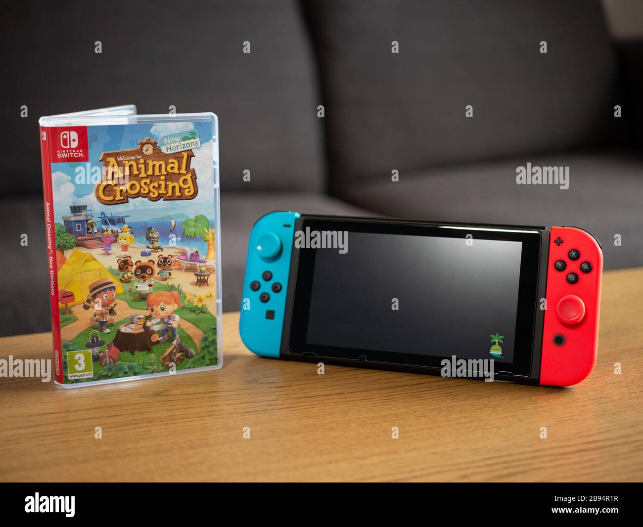 Großbritannien, März 2020: Nintendo Switch Animal Crossing New Horizons Loading Screen Stockfoto