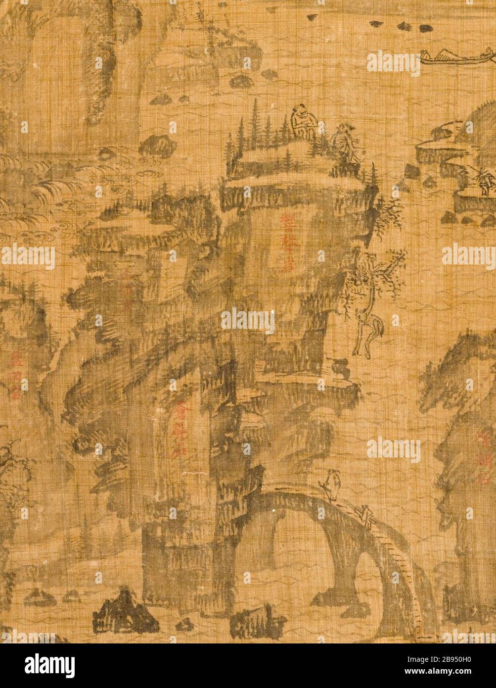 "Das Sechste der neun Biegungen am Mount Wuyi, China (Bild 3 von 5); Englisch: Korea, Koreanisch, Joseon Dynastie (1392-1910), aus dem 17. Jahrhundert Gemälde Hängerolle, Tusche auf Ramie oder Hanf Bild: 20 3/4 x 23 1/8 in. (52,71 x 58,74 cm); Montage: 48 3/4 x 25 in. (123.83 x 63,5 cm); Rolle: 27 1/4 in. (69.22 cm) mit Museum Mittel (M. 2000.15.20) koreanischer Kunst gekauft; 17. Jahrhundert Datum QS: P 571, +1650-00-00 T00:00:00Z/7;". Stockfoto