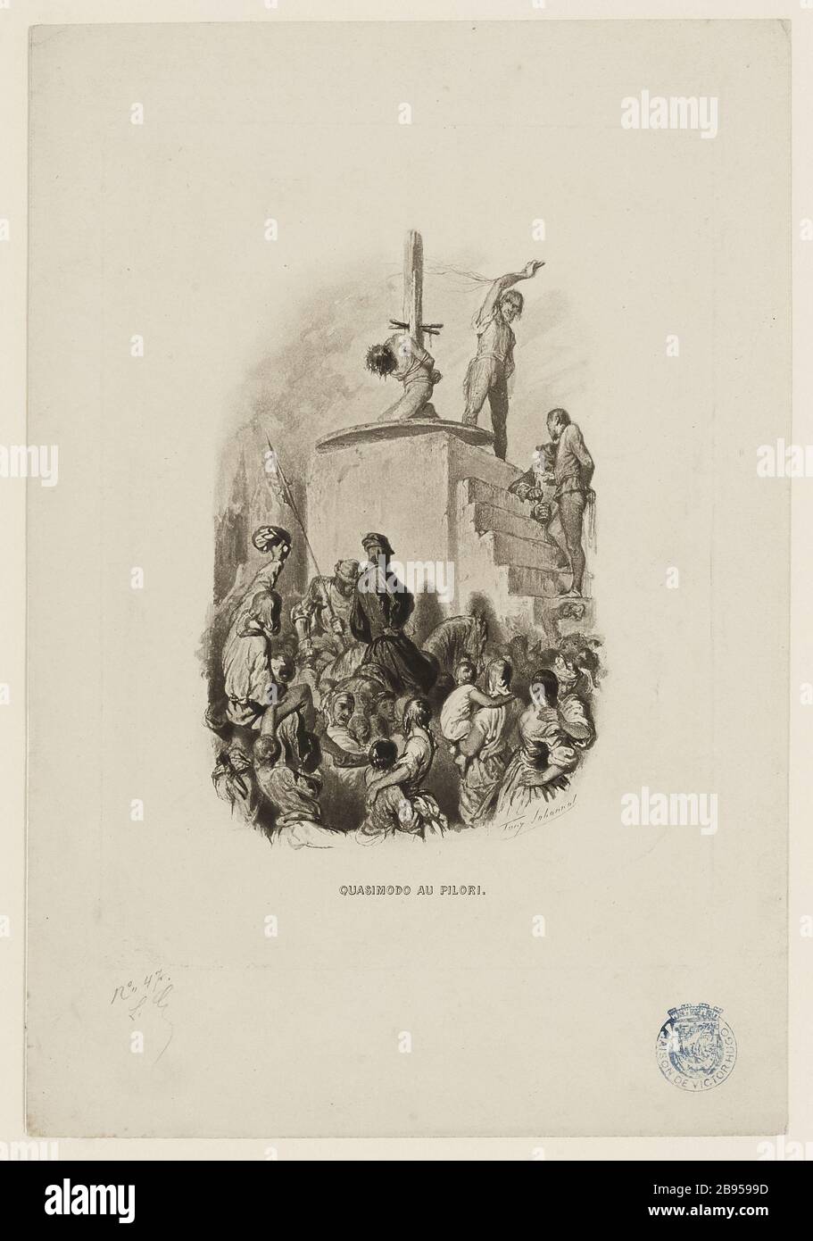 [Unsere Liebe Frau von Paris, Buch VI, Kapitel IV] Quasimodo an den Pranger gestellt Stockfoto