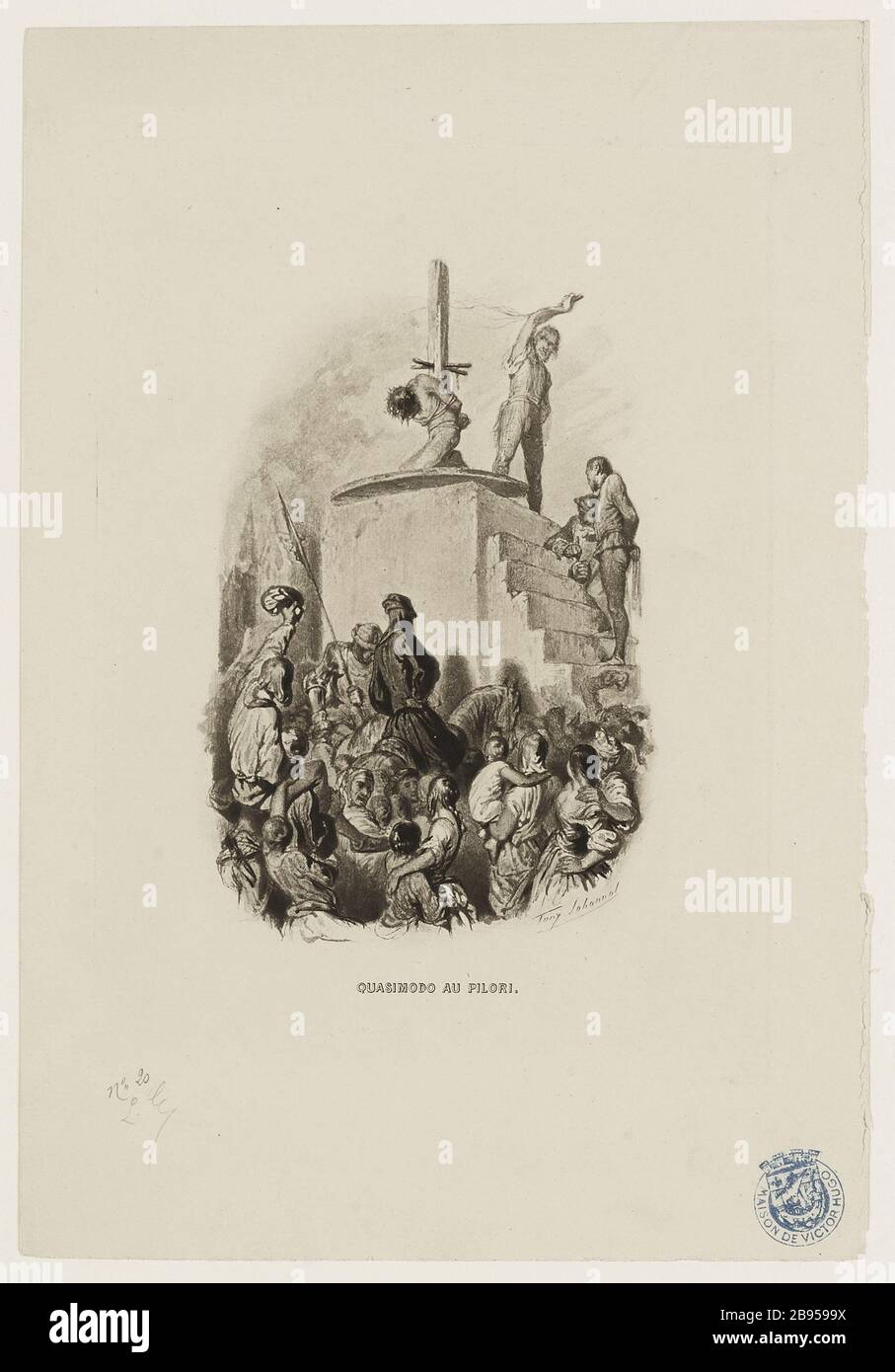 [Unsere Liebe Frau von Paris, Buch VI, Kapitel IV] Quasimodo an den Pranger gestellt Stockfoto