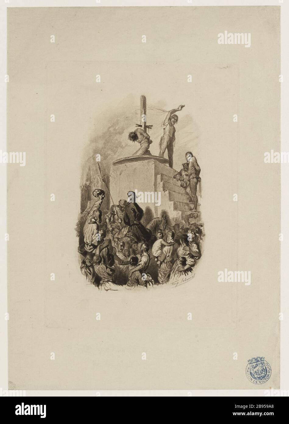 [Unsere Liebe Frau von Paris, Buch VI, Kapitel IV] Quasimodo an den Pranger gestellt Stockfoto