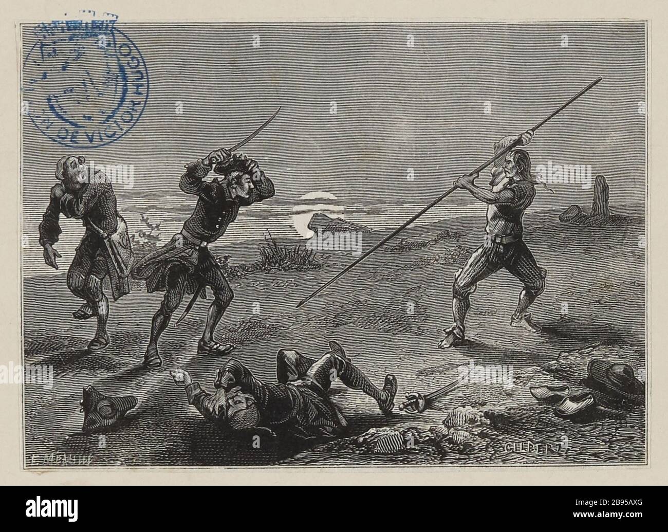 Dreiundneunzig: -Ich stand bis zu drei gabelösen Stockfoto