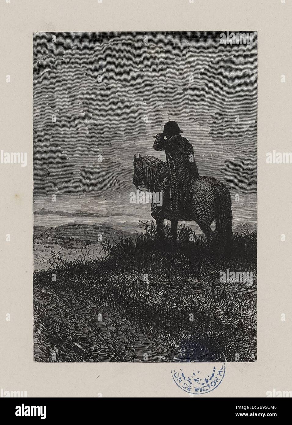 [Les Miserables, Teil II, Buch I, Kapitel IV] Napoleon zu Pferd Glas in der Hand Stockfoto