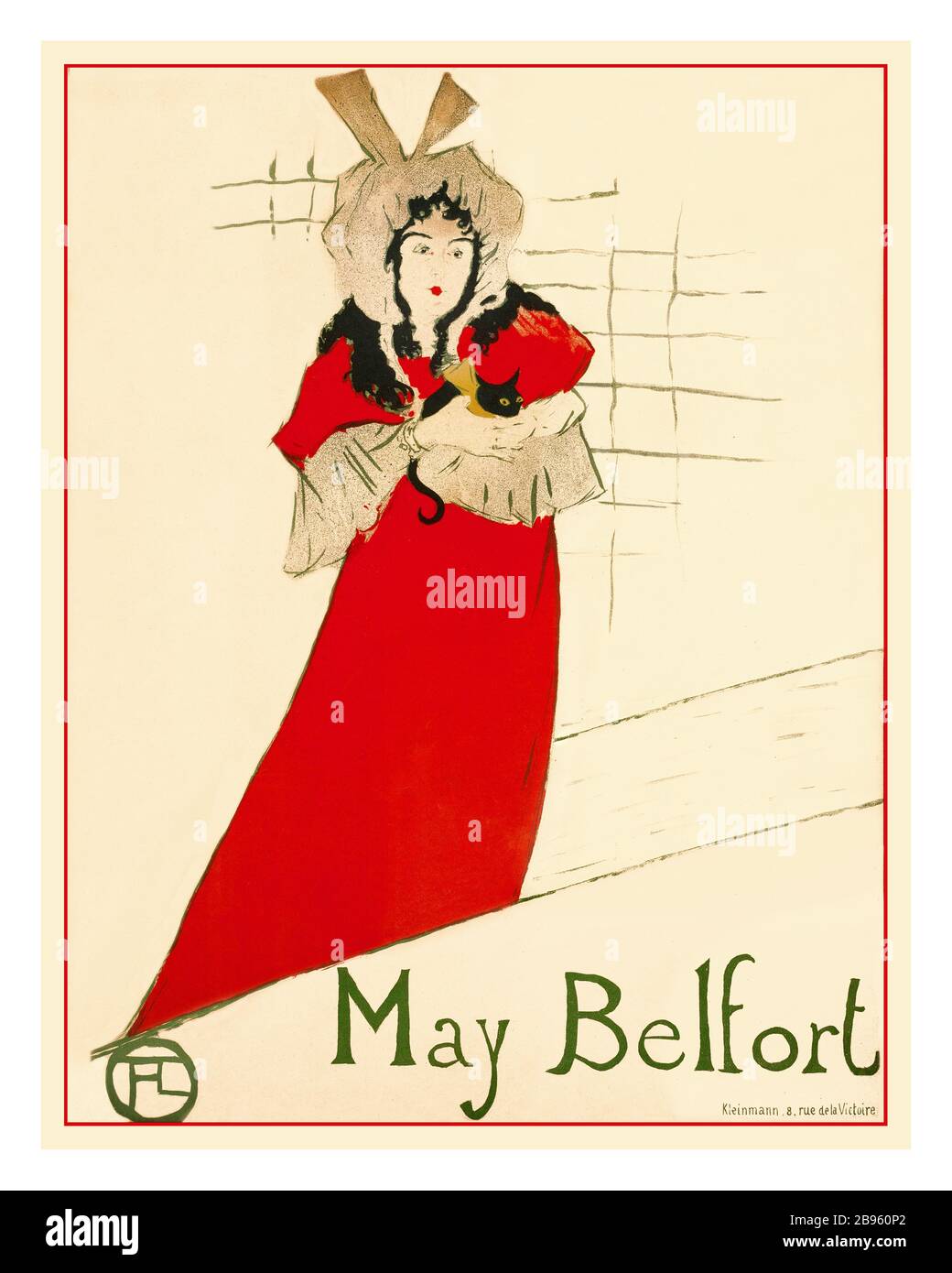 Jahrgänge 1890er Jahre Poster 'May Belfort' des Künstlers Toulouse Lautrec 1895 Farblithograph auf dem Papier Lautrec 'May Belfort 'Henri de Touloure-Lautrec: May Belfort Stockfoto