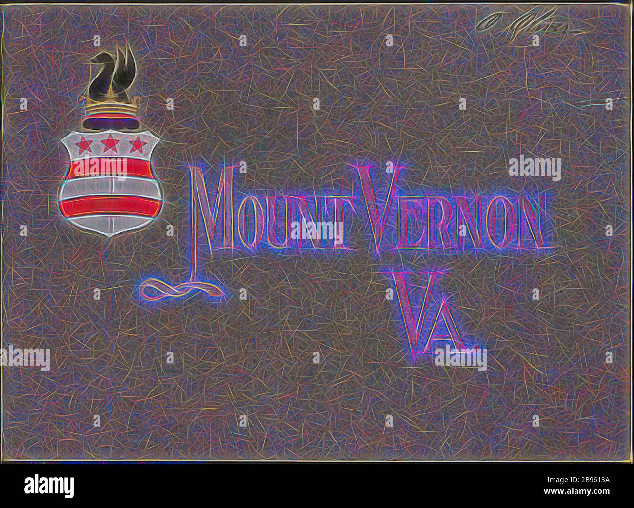 Booklet - 'Mount Vernon, VA.', an Illustrated Handbook, Virginia, U.S.A., 1910, 'Mount Vernon, VA.' ist ein Booklet, das 1910 von der Mount Vernon Ladies Association in Virginia, USA, herausgegeben wurde. Es bietet Informationen und Fotos von Mount Vernon, der Heimat von George Washington, dem ersten Präsidenten der USA. Dies ist eine von etwa achtzig Reiseprospekten, Karten, Bahnfahrpläne, Postkarten und Reiseführern von Miss Olive Oliver während ihrer Weltreise von, Reimagined by Gibon, Design von warmen fröhlich glühen von Helligkeit und Lichtstrahlen Strahlkraft. Klassische Kunst neu erfunden mit einem Mo Stockfoto