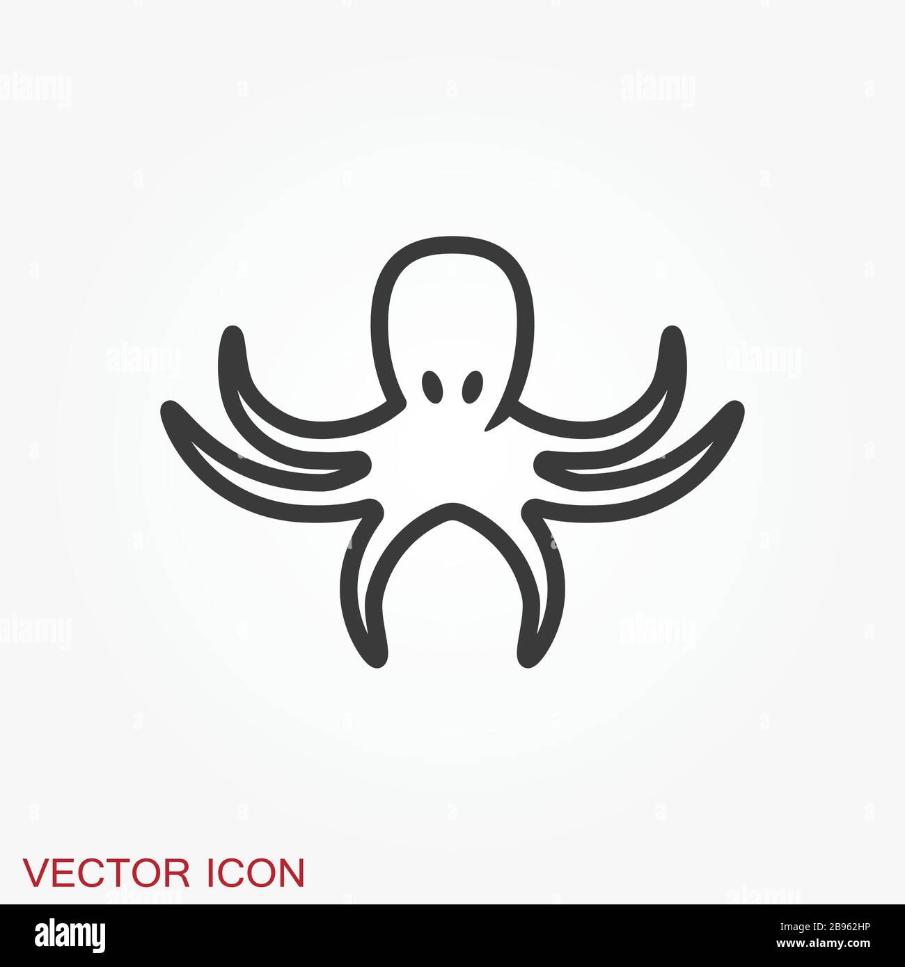 Oktopus-Symbol. Vektor eines Kraktopus-Designs auf weißem Hintergrund. Wassertiere. Stock Vektor