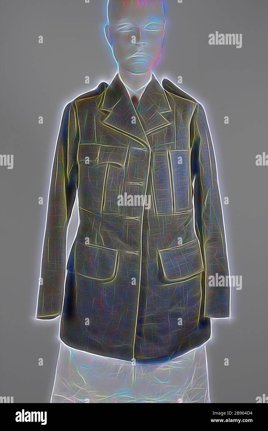 Jacke - Uniform, Australian Army Medical Women's Service, World war II, 1943-1944, Alternative Namen: Tunika Khaki Jacke aus dem Zweiten Weltkrieg, Teil einer Australian Army Medical Women's Service Uniform., neu gestaltet von Gibon, Design von warmen fröhlich glühenden Helligkeit und Lichtstrahlen Ausstrahlung. Klassische Kunst neu erfunden mit einem modernen Twist. Fotografie inspiriert von Futurismus, umarmt dynamische Energie der modernen Technologie, Bewegung, Geschwindigkeit und Kultur revolutionieren. Stockfoto