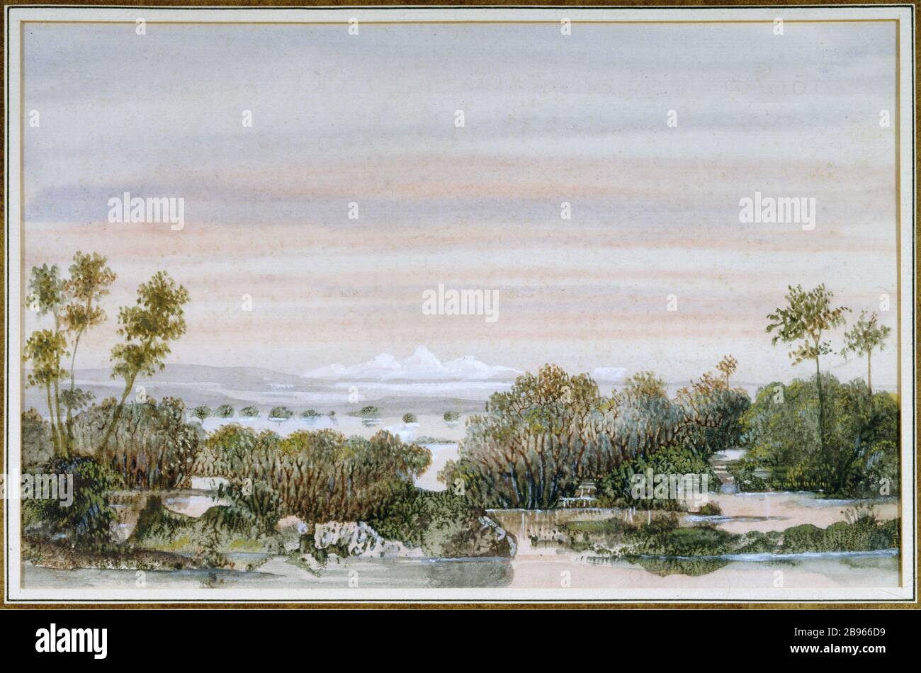 Dendrit, LANDSCAPE George Sand (1804-1876). "Dendrit, Paysage". Aquarelle sur Papier. Paris, musée de la Vie romantique. Stockfoto