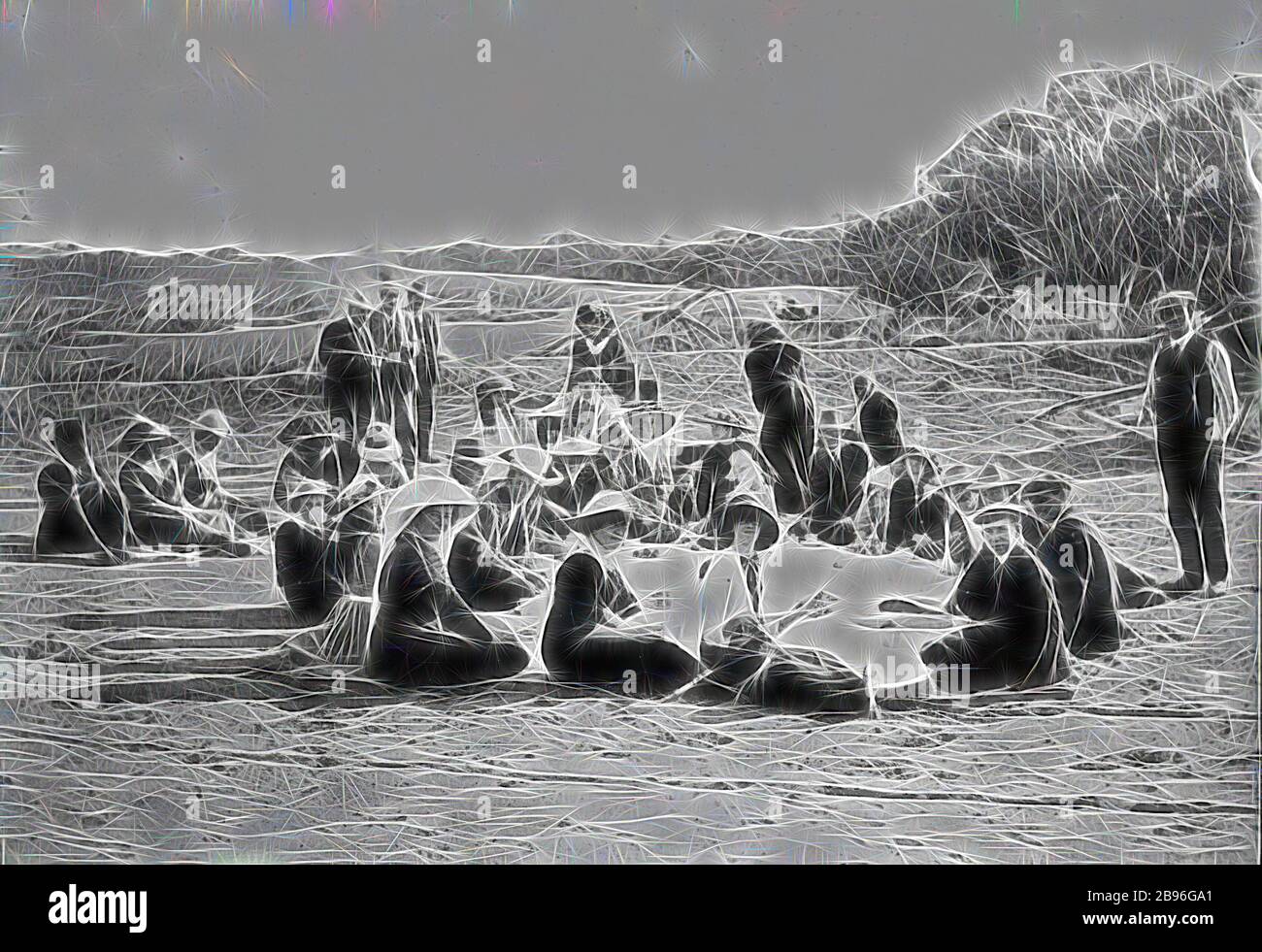 Negativ - Wentworth District, New South Wales, ca. 1910, EIN Picknick in den Sandhills auf der Station "Balcatherine"., von Gibon neu vorgestellt, Design von warmem, fröhlichem Glanz von Helligkeit und Lichtstrahlen. Klassische Kunst mit moderner Note neu erfunden. Fotografie, inspiriert vom Futurismus, die dynamische Energie moderner Technologie, Bewegung, Geschwindigkeit und Kultur revolutionieren. Stockfoto