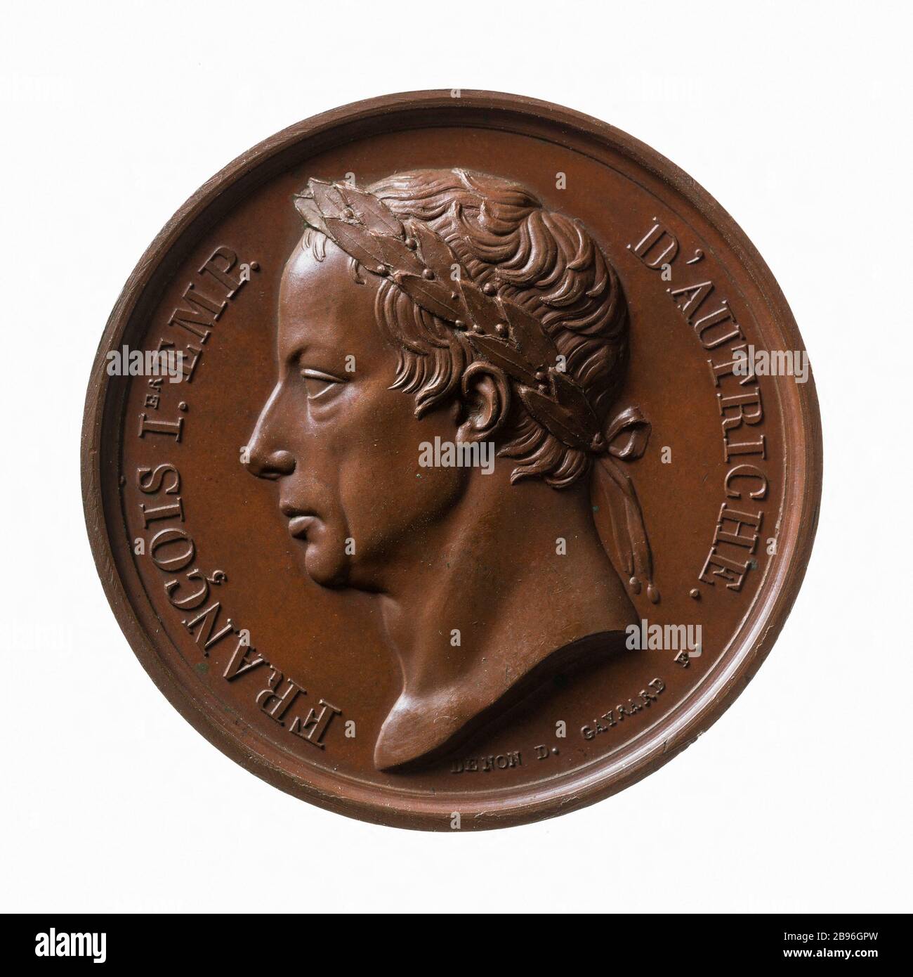 Besuch von Franziskus I. (1768-1835), Kaiser von Österreich (1804-1835), der Mint-Medaille, von Raymond Gayrard (1777-1858) und Dominique Vivant-Denon (1747-1825). Visite de François Ier (1768-1835), empereur d'Autriche (1804-1835), à la Monnaie des médailles, 1814. Bronze. Paris, musée Carnavalet. Stockfoto