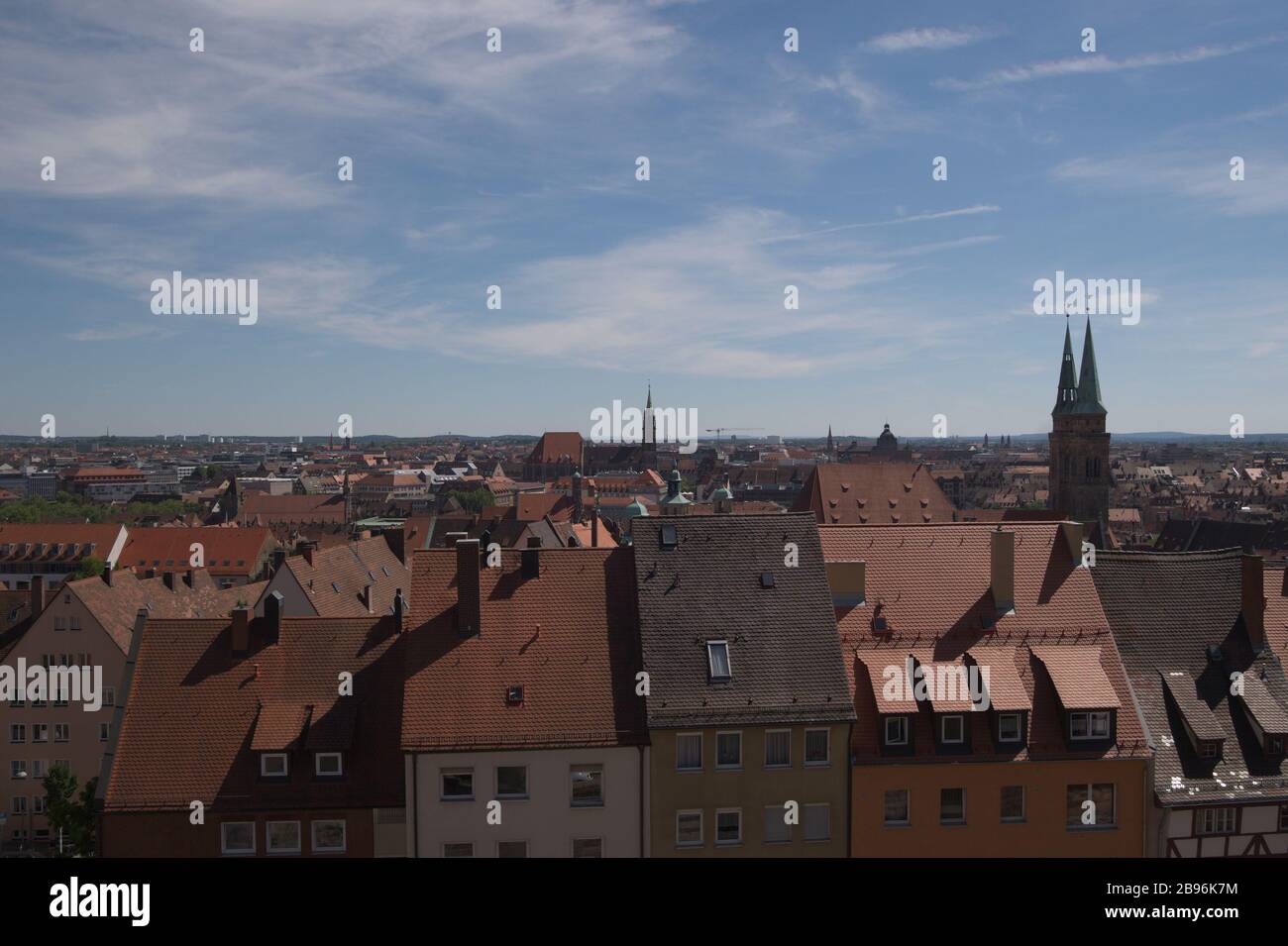 Blick auf Nürnberg von der Burg. Nürnberg, Deutschland. Stockfoto