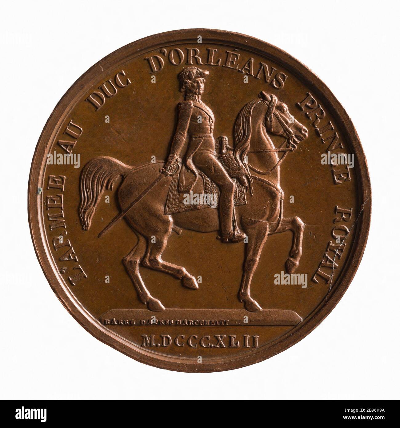 Ehrung an die Armee der Herzog von Orleans, im Jahre 1842 (Dummy-Titel) Jacques-Jean Barre (1793-1855). Hommage de l'armée au duc d'Orléans, 1842. Cuivre. En 1845. Paris, musée Carnavalet. Stockfoto