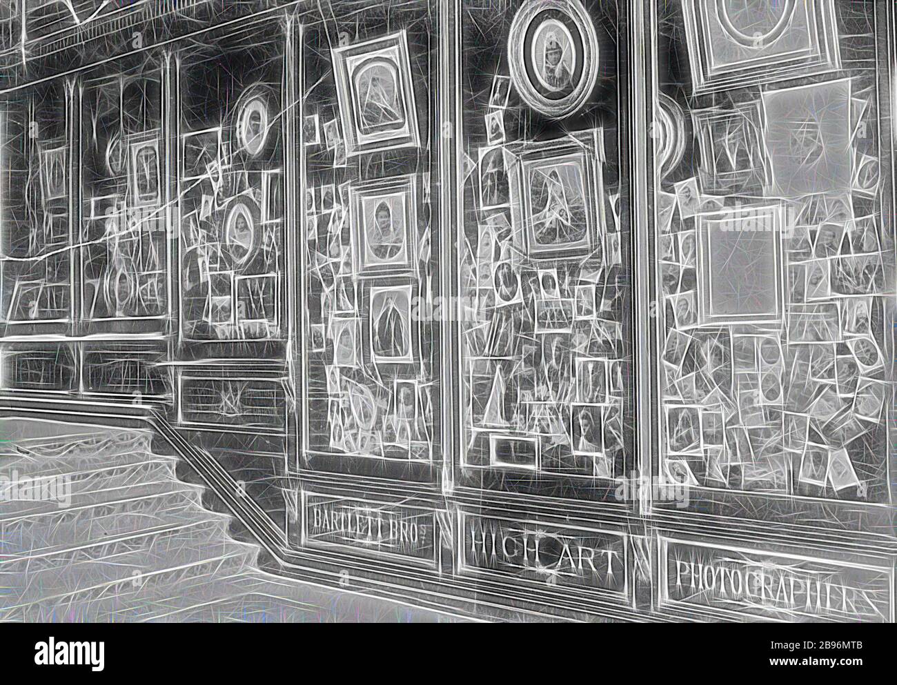 Negativ - Bendigo, Victoria, 1890, Schaufenster im Eingang zu Bartlett Brothers, High Art Fotografen., von Gibon neu vorgestellt, Design von warmem, fröhlichem Leuchten von Helligkeit und Lichtstrahlen. Klassische Kunst mit moderner Note neu erfunden. Fotografie, inspiriert vom Futurismus, die dynamische Energie moderner Technologie, Bewegung, Geschwindigkeit und Kultur revolutionieren. Stockfoto