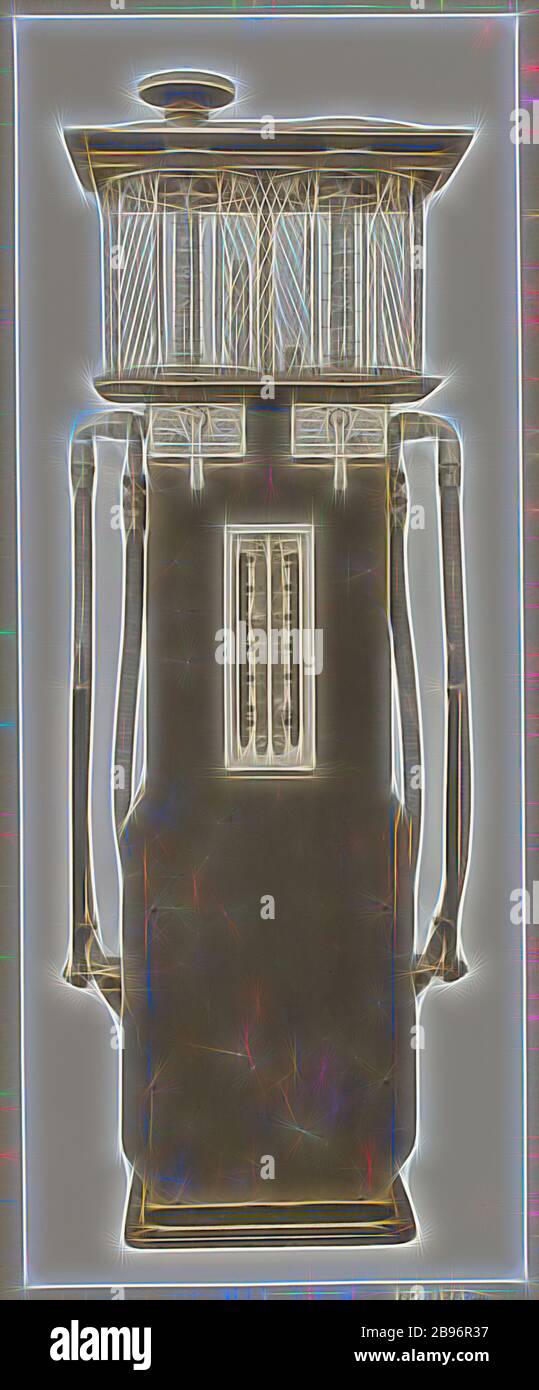 Foto - Engineering Products Pty Ltd, Twin Petrol Pump, um 1930, eine von 59 Schwarz-Weiß-Fotografien in einem Fotoalbum enthalten. Die Bilder zeigen die von Engineering Products Pty. Ltd., EPEX hergestellten Benzinpumpen. Die Fotos sind auf beiden Seiten der Albumseiten montiert, einige Bilder sind von der Seite abgetrennt und werden nun separat untergebracht. Teil einer Sammlung von technischen Zeichnungen, Verkaufsbroschüren, technische Kataloge, Firmenunterlagen, neu von Gibon, Design von warmen fröhlich glühen von Helligkeit und Lichtstrahlen Ausstrahlung. Klassische Kunst neu erfunden mit einem modernen twis Stockfoto