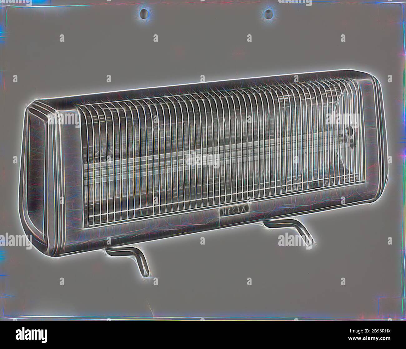 Foto - Hecla Electrics Pty Ltd, Bar Heater, um 1930er Jahre, Schwarz-Weiß-Foto von Hecla elektrische Bar Heizung circa1930er Jahre. Dieses Foto ist aus einem Album mit 255 Schwarz-Weiß-Fotografien mit Elektrogeräten, Ausstellungsräumen, Werksinnenräumen und Werbematerial zu Hecla Electrics Pty Ltd. Es ist Teil der Hecla-Sammlung von Fotografien, Dokumenten, Produkten, Handbüchern und Werbematerialien aus der Hecla, neu gestaltet von Gibon, Design von warmen fröhlich glühen von Helligkeit und Lichtstrahlen Strahlkraft. Klassische Kunst neu erfunden mit einem modernen Twist. Pho Stockfoto