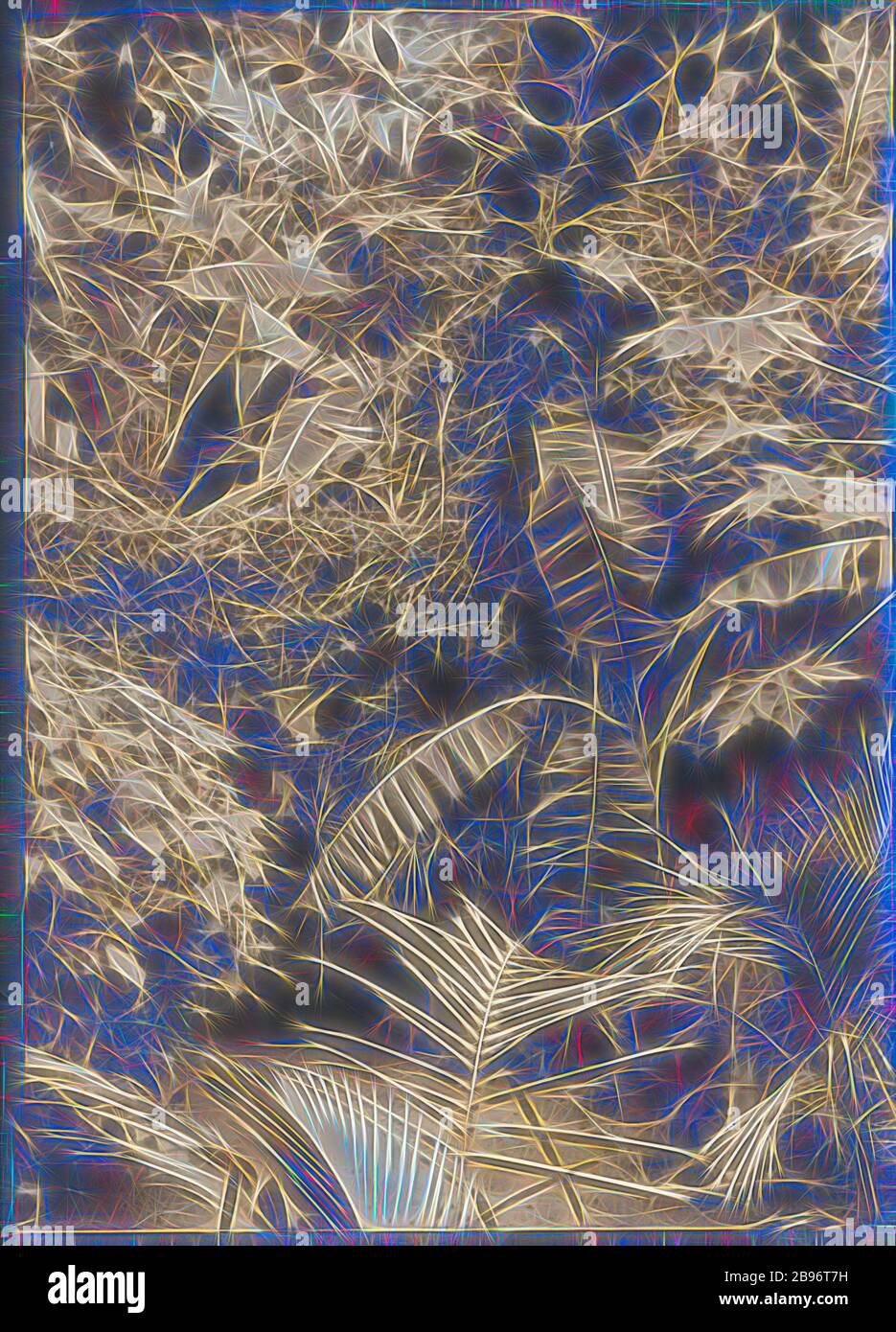 Foto, Back Garden with Arbour, Kodak Branch, Townsville, QLD, 1930er Jahre, Sepia Toned Fotografieren Sie den Garten hinter dem Kodak Australasia Pty Ltd Filialgeschäft und dem Verarbeitungslabor am selben Tag in der Flinders St, Townsville, Queensland, in den 1930er Jahren. Auf diesem Foto können Sie nur die Wege sehen, die durch dichtes tropisches Laub führen, einschließlich Palmen und Bananen. Die Reben verlaufen über eine Laube oder Pergola, die einen Teil des Weges abdeckt. Dieses Kodak Geschäft wurde von Gibon neu gestaltet, Design von warmen fröhlich glühenden Helligkeit und Lichtstrahlen Ausstrahlung gebaut. Klassische Kunst mit einem Modder neu erfunden Stockfoto