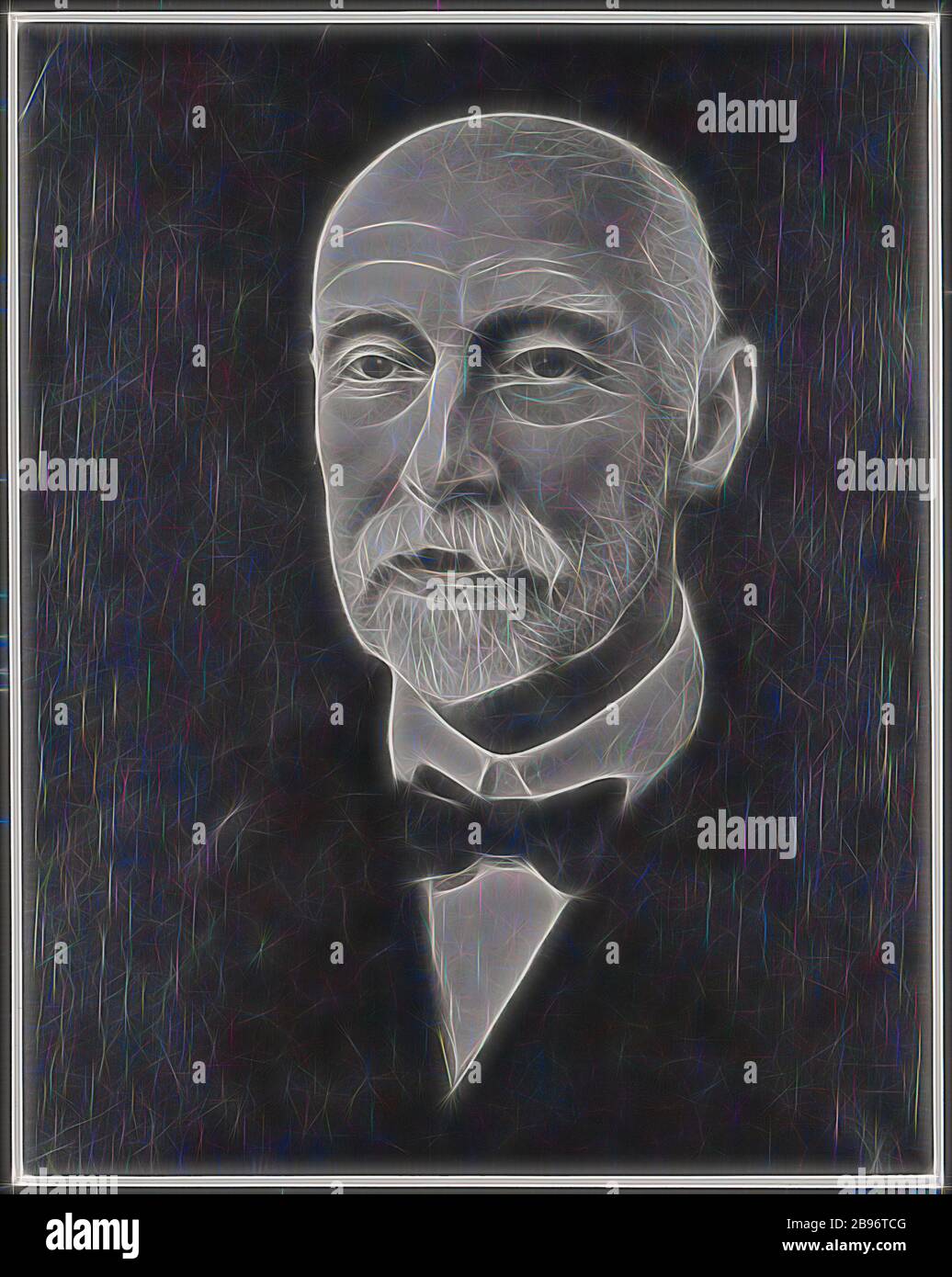 Fotografie, Porträt von Thomas Baker, Malerei, um 1926, Schwarz-Weiß-Kopie Foto eines Gemäldes Porträt von Thomas Baker, 1926. Dieses Gemälde ist sehr ähnlich zu einem fotografischen Porträt von Baker um diese Zeit aufgenommen. Thomas Baker war eine bedeutende Persönlichkeit in der Gründung der australischen Fotobranche. 1884, mit dreißig Jahren, gründete er ein sehr erfolgreiches Fotogeschäft in Melbourne, das, von Gibon neu gestaltet, Design von warmen fröhlich glühenden Helligkeit und Lichtstrahlen Ausstrahlung wurde. Klassische Kunst neu erfunden mit einem modernen Twist. Photogr Stockfoto