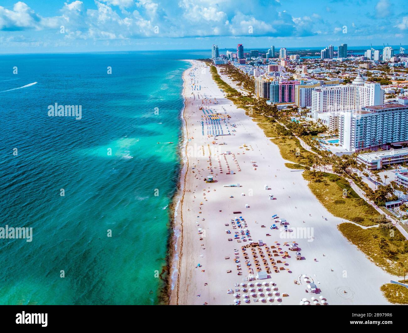 Miami Beach Florida, Luftbild miami Beach, Dronblick am Sout Beach Miami Stockfoto