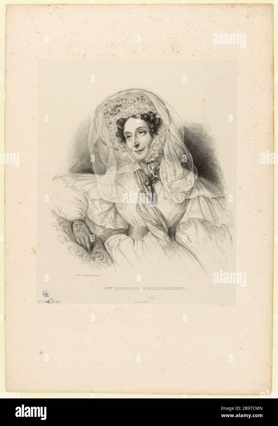 . Frau Eveline Desormery (Listed Security (Brief)) - Tafel für Lower Bleus nach 20 Frauenporträts, 1835-186 (Dummy-Titel). Stockfoto