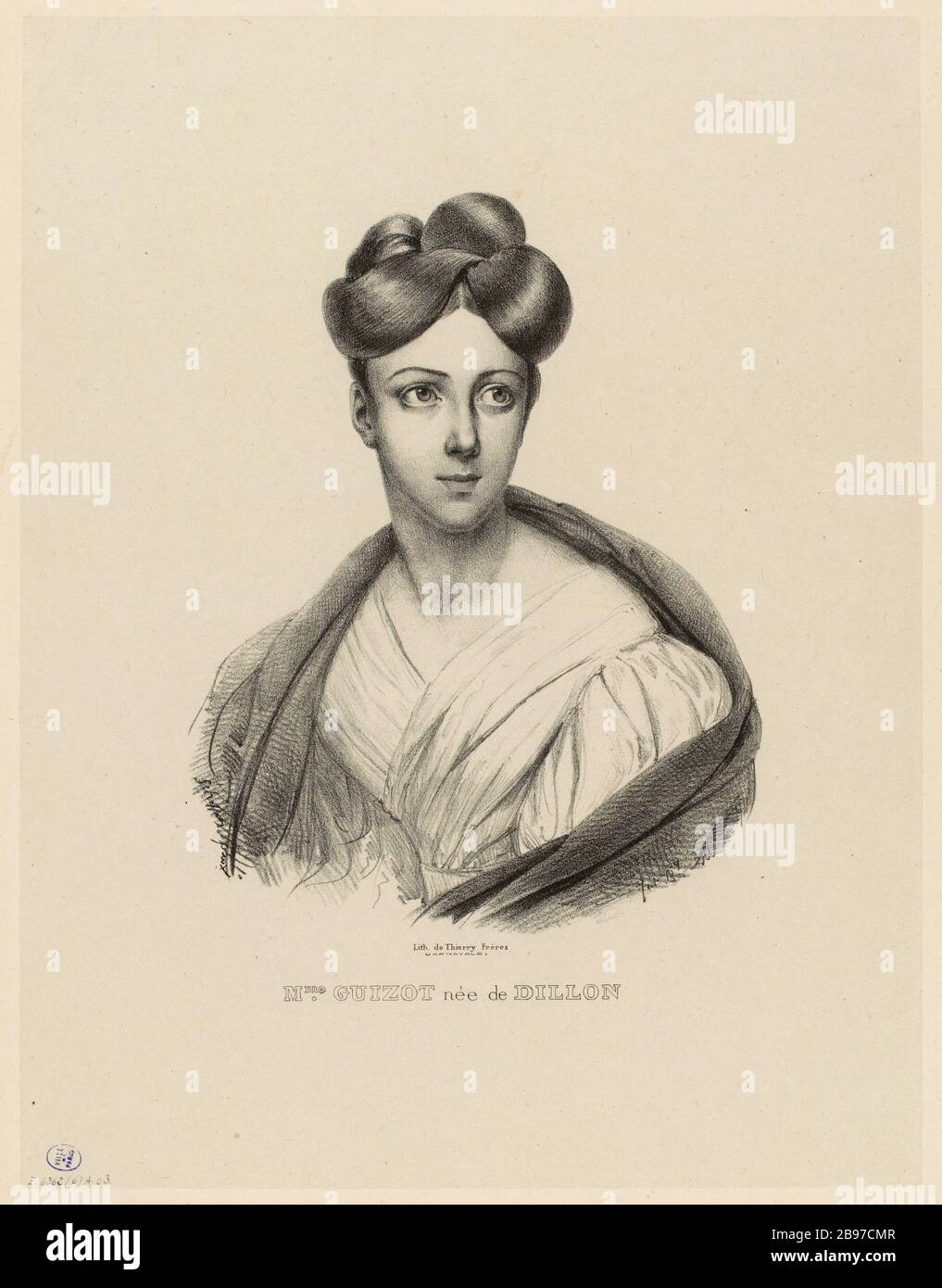 Madame Guizot geborene Dillon (Listed Security (Brief)) - Tafel für Lower Bleus nach 20 Frauenporträts, 1835-186 (Dummy-Titel). Stockfoto