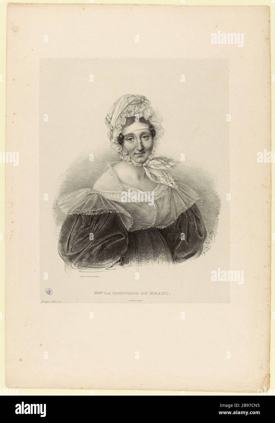 . The Countess de Bradi (Listed Security (Brief))   Board for Lower Bleus after 20 Portraits of Women, 1835-186 (Dummy-Titel). Stockfoto . The Countess de Bradi (Listed Security (Brief))   Board for Lower Bleus after 20 Portraits of Women, 1835-186 (Dummy-Titel). Stockfoto