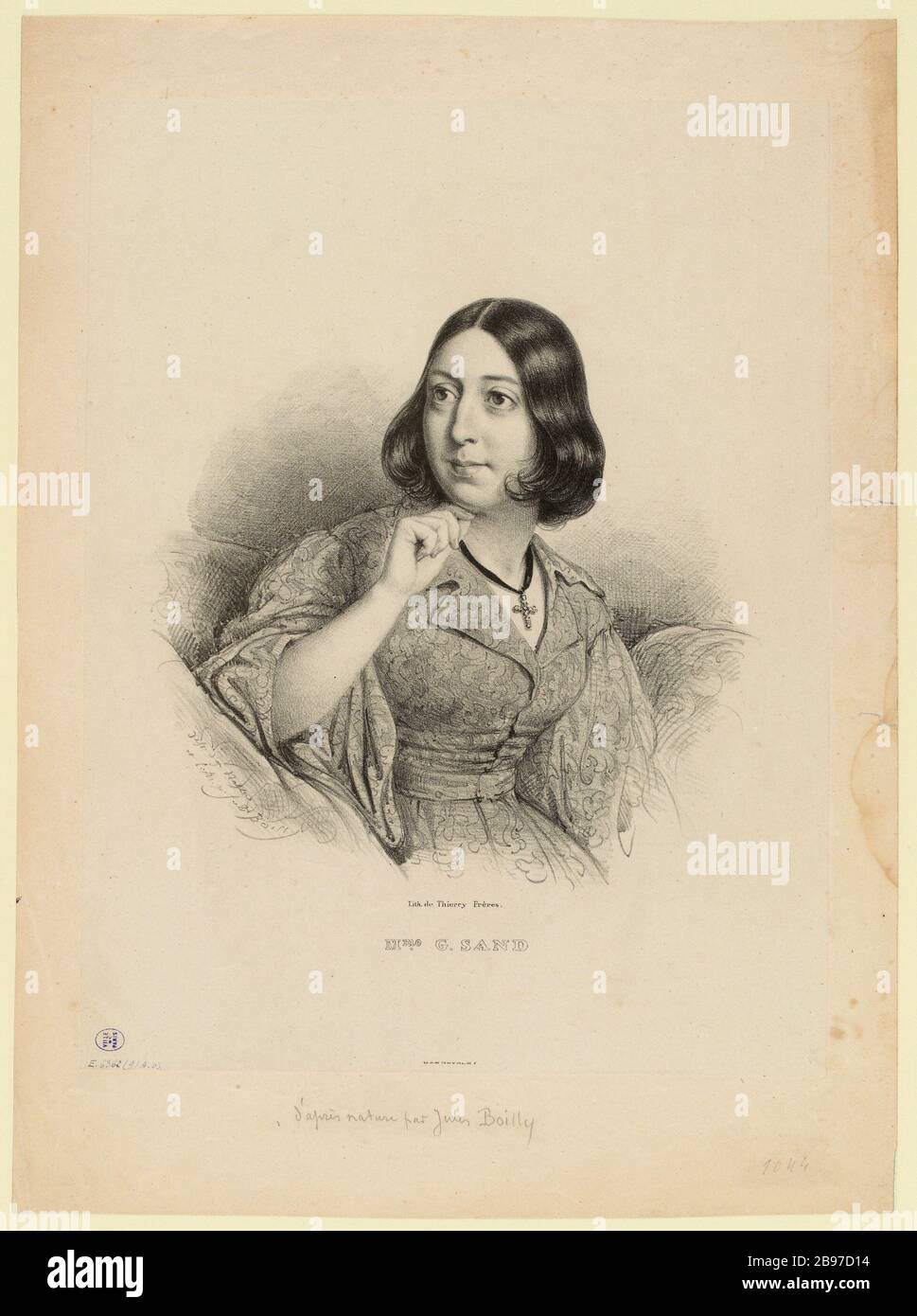 Frau G. Sand (eingetragener Titel) - Tafel für Lower Bleus nach 20 Frauenporträts, 1835-186 (Dummy-Titel). Stockfoto