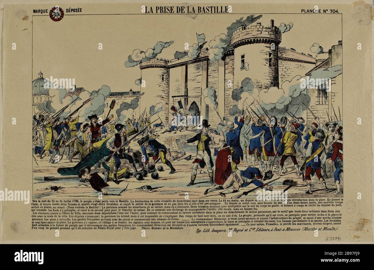 Die Bastille (Platte Nr. 707). "La Pry de la Bastille, 14 Juillet 1789". Paris, musée Carnavalet. Stockfoto