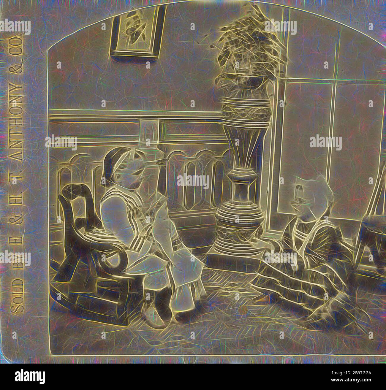 Segne ihr kleines Herz, komm zu Oma., Edward und Henry T. Anthony & Co. (Amerikanisch, zwischen 100-1902), um 1870, Albumen Silberdruck, von Gibon neu vorgestellt, Design von warmem fröhlichem Leuchten von Helligkeit und Lichtstrahlen. Klassische Kunst mit moderner Note neu erfunden. Fotografie, inspiriert vom Futurismus, die dynamische Energie moderner Technologie, Bewegung, Geschwindigkeit und Kultur revolutionieren. Stockfoto