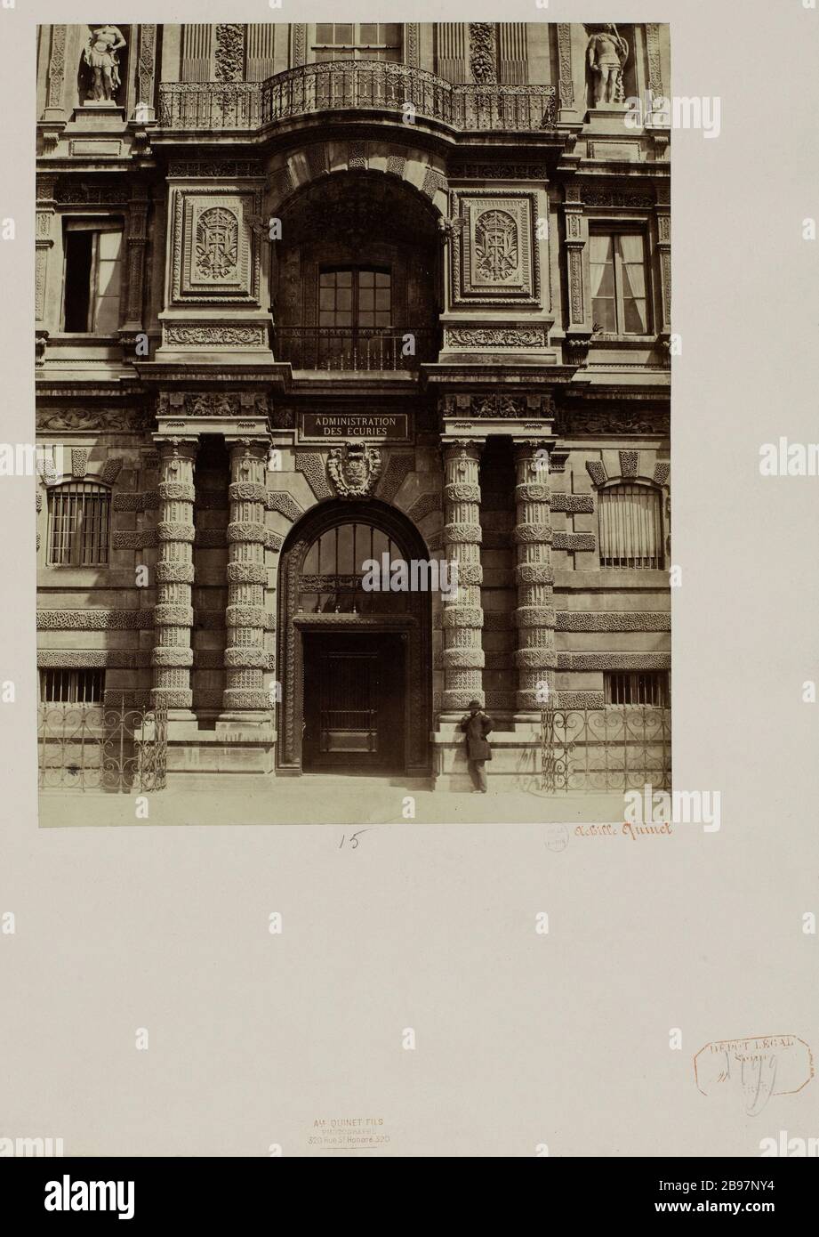 JEAN STUD DOOR, LOUVRE, 1. Bezirk, PARIS Porte Jean Goujon, Palais du Louvre, Paris (Ier arr.). 1858-1868. Photographie de Achille Quinet. Paris, musée Carnavalet. Stockfoto