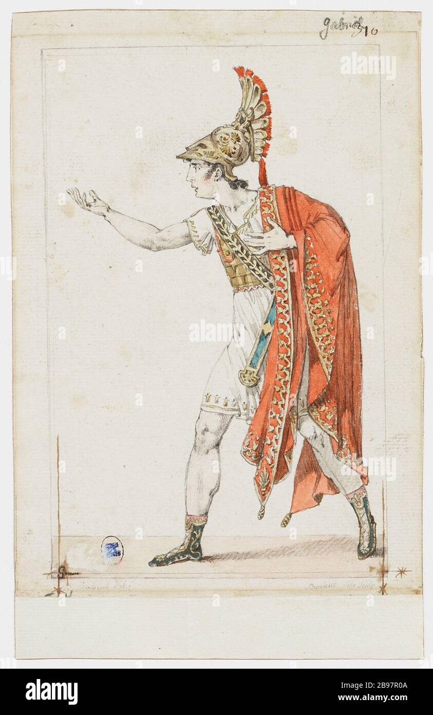 Lavigne, der Schauspieler in der Rolle des Achilles in Iphigenia in Aulis (Dummy-Titel) Lavigne (eingetragener Titel (Brief)) Stockfoto