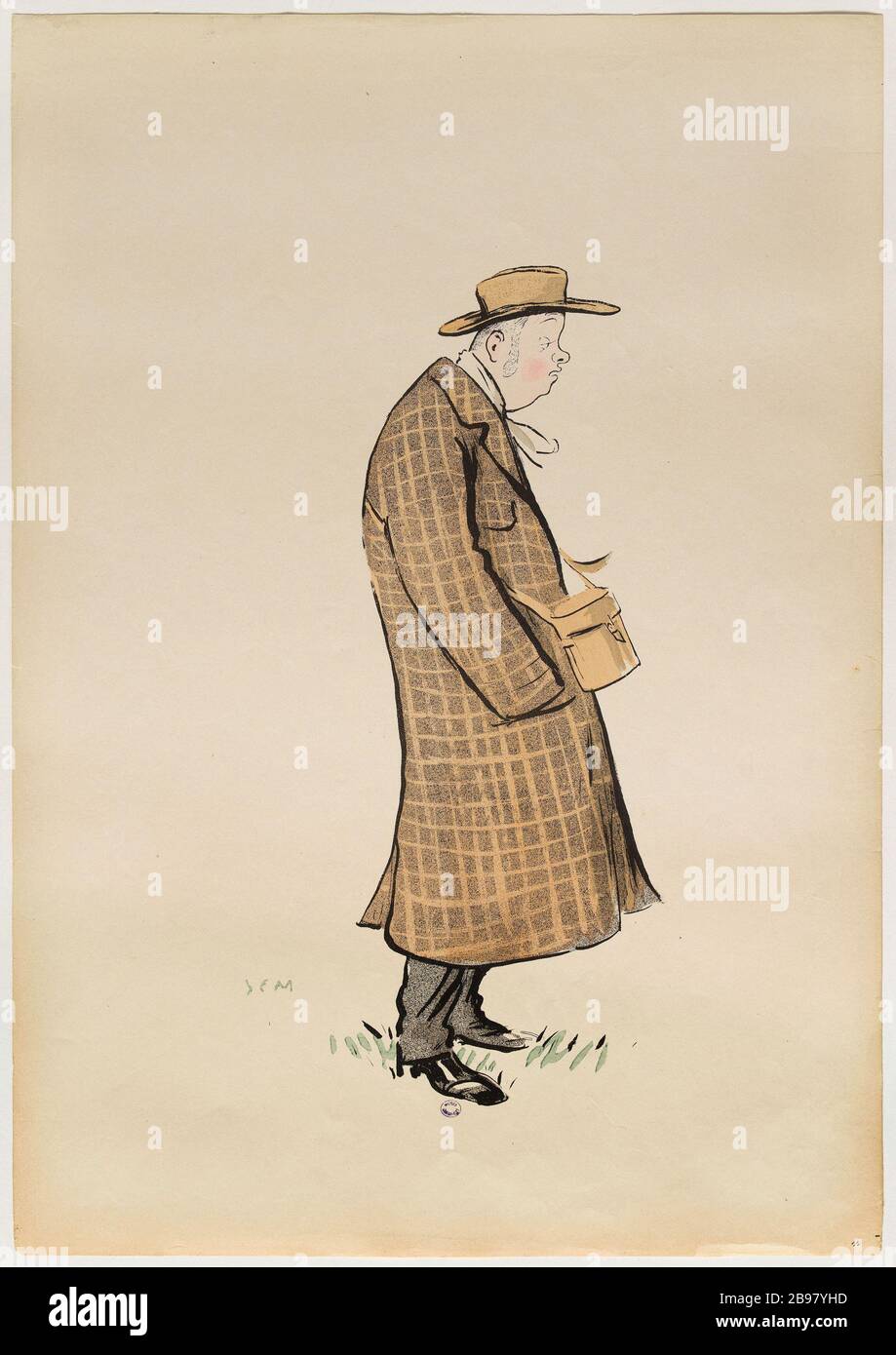 ALBUM "THE TURF" VON SEM; TRAINER ENGLISH HURST SEM (1865-1934). 'Album 'le Turf' par Sem; L'entraneur anglais Hurst'. Lithographie couleur. Paris, musée Carnavalet. Stockfoto