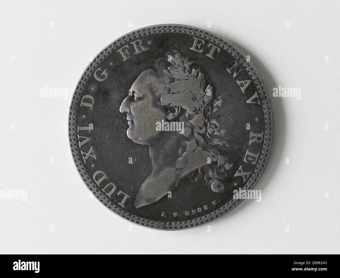 Calonne ECU Silver Louis XVI, 1.815 Jean-Pierre Droz (1746-1823). ECU de Calonne en argent de Louis XVI., im Jahr 1786. Argent, Ab Dem Jahr 1786. Musée Carnavalet, Histoire de Paris. Stockfoto