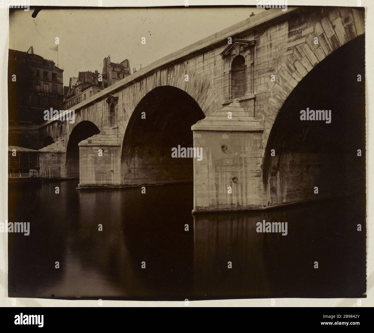 MARIE BRIDGE BLICK AUF DAS DOCK VON CELESTINS, 4. BEZIRK, PARIS Pont-Marie, vue du quai des Célestins, Paris (IVème arr.), 1912. Photographie d'Eugène Atget (1857-1927). Paris, musée Carnavalet. Stockfoto