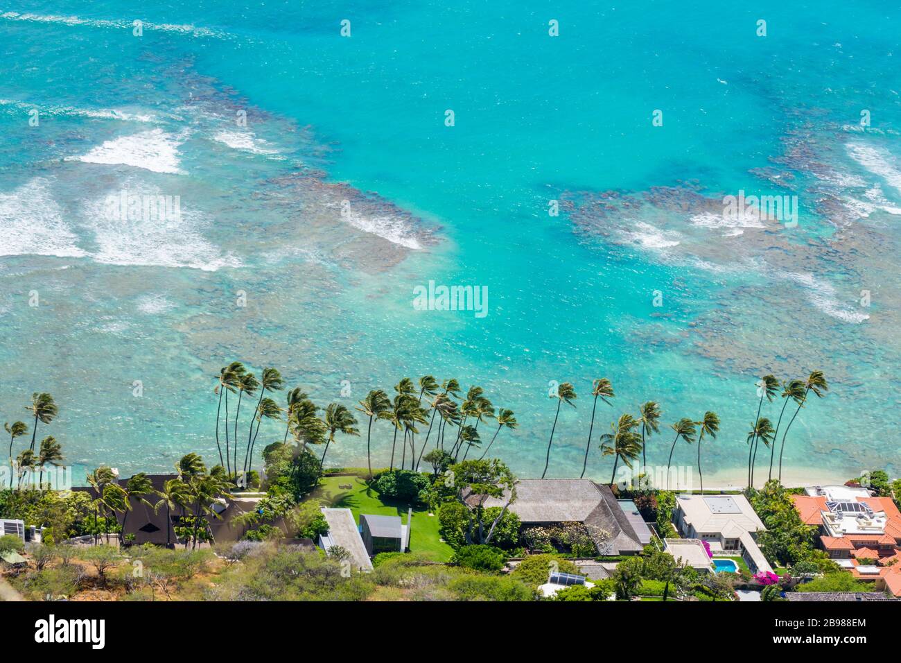 Honolulu Diamond Kopf Küste aus der Luft, Oahu, Hawaii Stockfoto