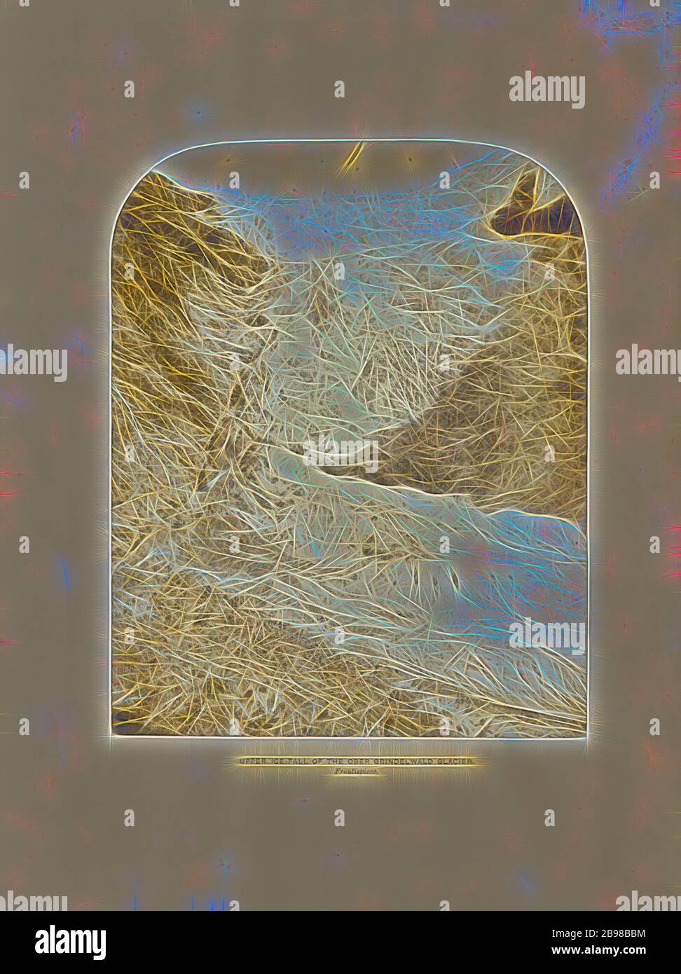 Oberer Eisfall des Ober Grindelwald Glacier, Ernest H. Edwards (British, 1837 - 1903), Kanton Bern, Schweiz, 1865, Albumen Silberdruck, 16.9 × 13.5 cm (6 5/8 × 5 5/16 in.), neu gestaltet von Gibon, Design von warmen fröhlichen Leuchten von Helligkeit und Lichtstrahlen Strahlkraft. Klassische Kunst neu erfunden mit einem modernen Twist. Fotografie inspiriert von Futurismus, umarmt dynamische Energie der modernen Technologie, Bewegung, Geschwindigkeit und Kultur revolutionieren. Stockfoto