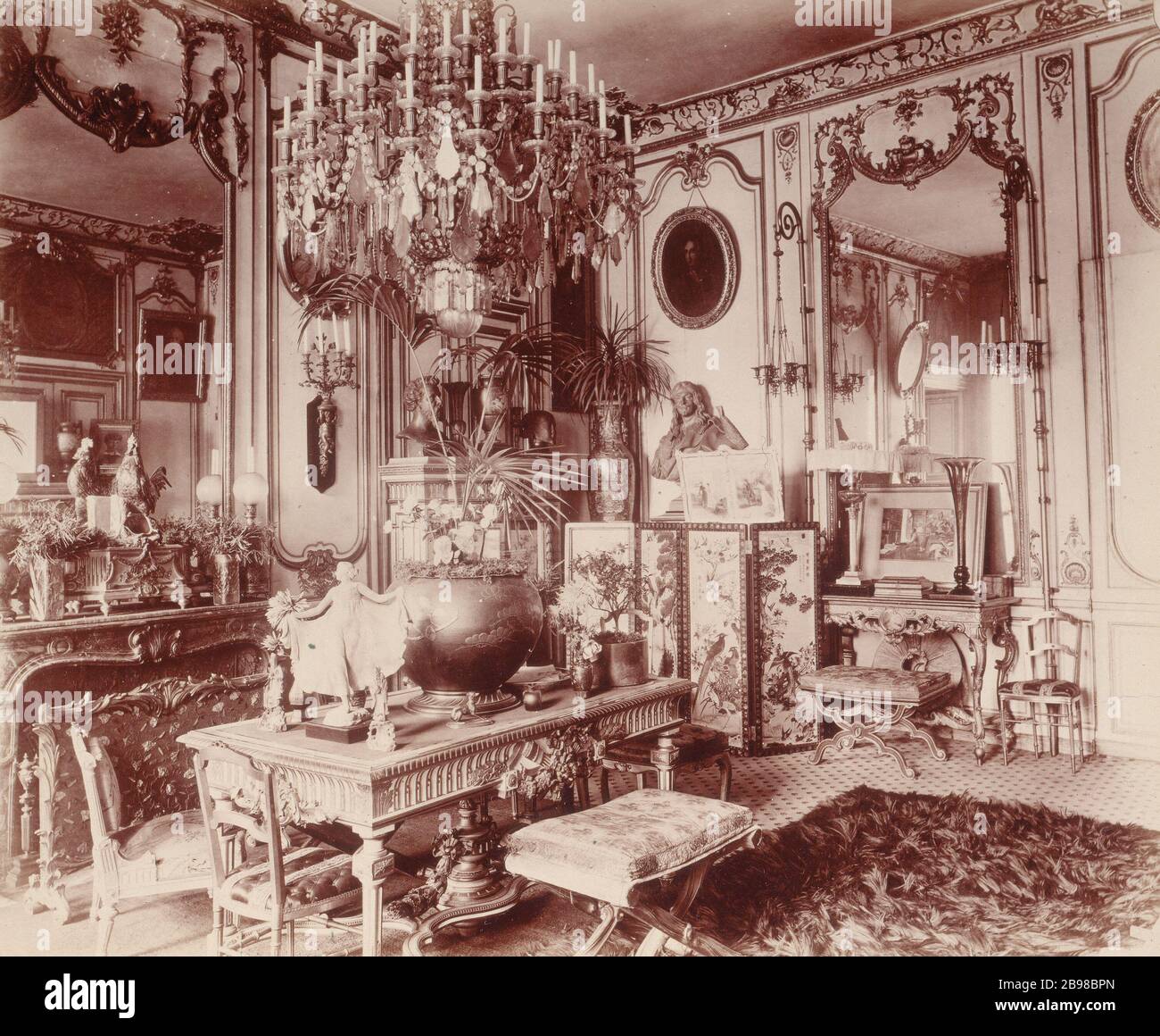 1 Quai d'Orsay - GROSSES WOHNZIMMER VON HERRN PAILLERON 1 quai d'Orsay, großer Salon de Monsieur Pailleron. Paris (VIIème arr.). Paris, musée Carnavalet. Stockfoto