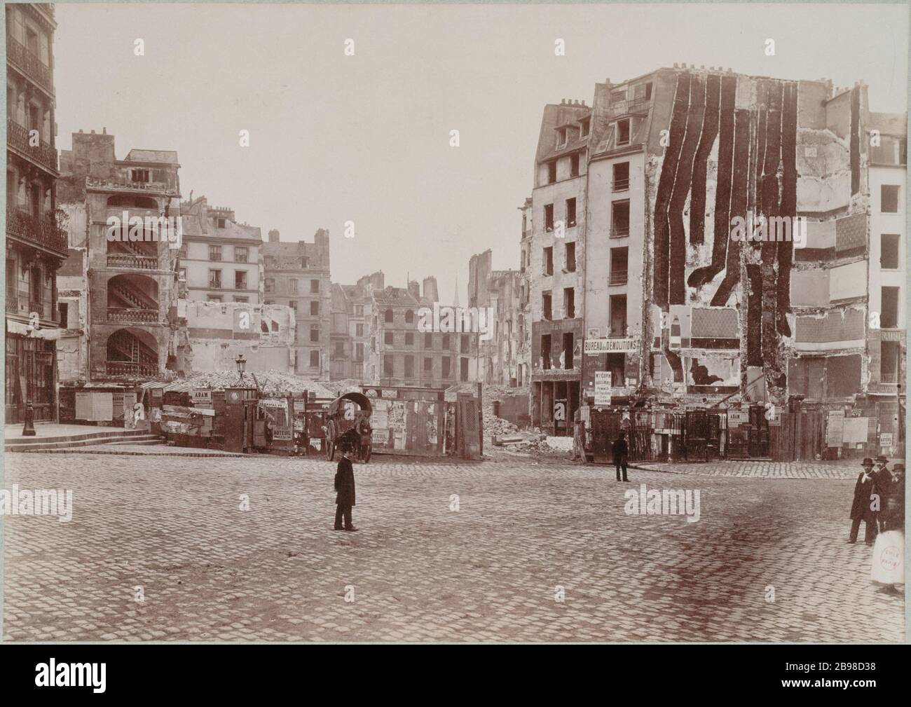 VERLÄNGERUNG DER RUE MONGE - PLACE MAUBERT Verlängerung de la rue Monge, Place Maubert. Paris (Vème arr.), 9 mars, Paris, musée Carnavalet. Stockfoto