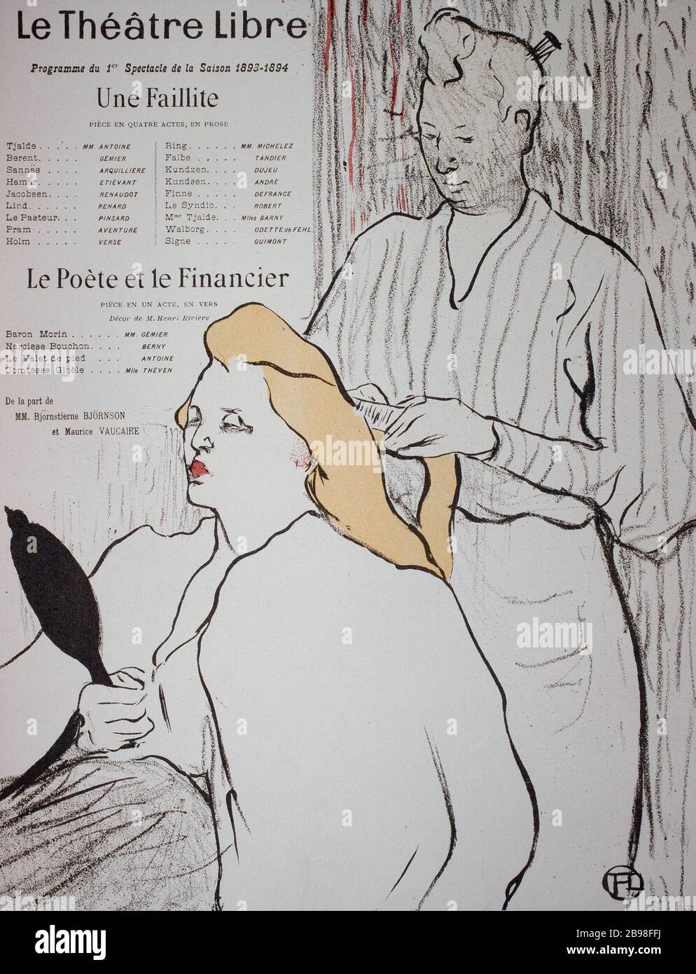 THEATERPROGRAMM GRATIS Henri de Toulouse Lautrec (1864-1901). "Program pour le Théâtre Libre". Tiefdruck. Paris, musée Carnavalet. Stockfoto