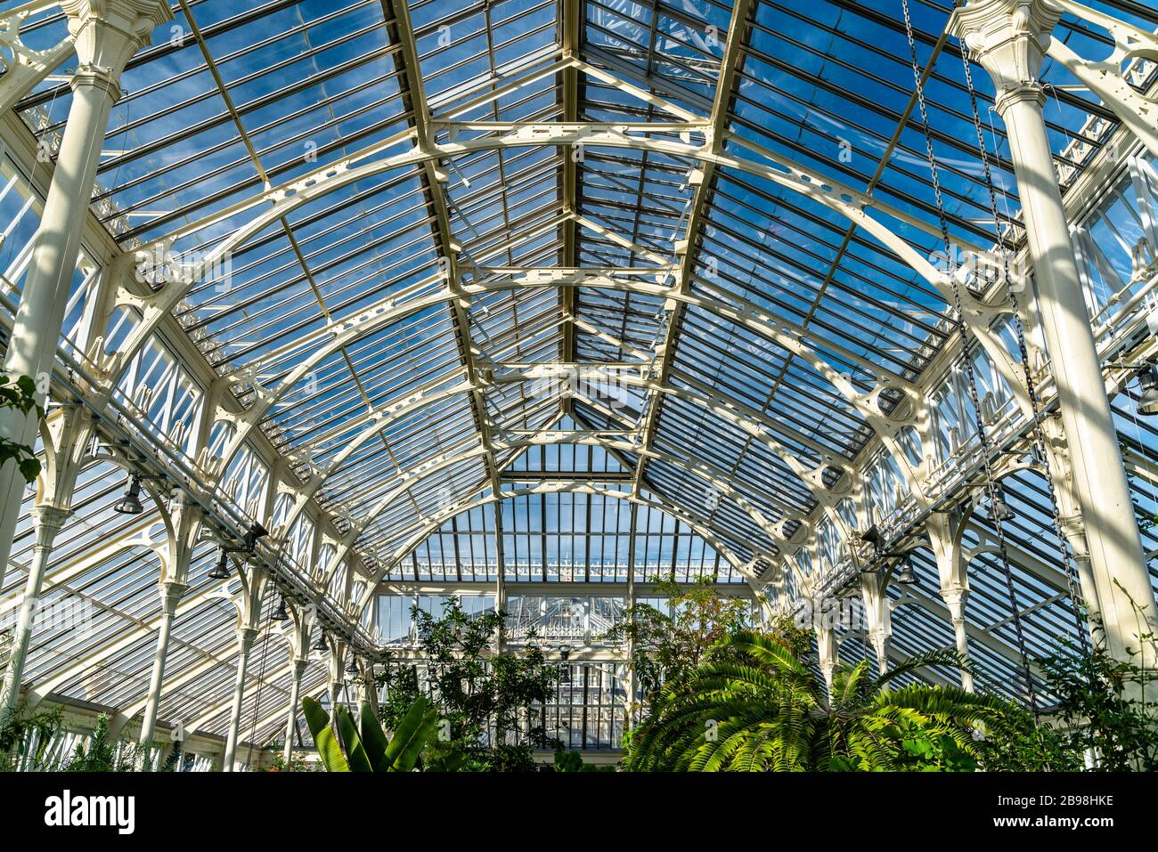 Innenansicht des Gewächshauses "Temperate" in Kew Gardens in London Stockfoto