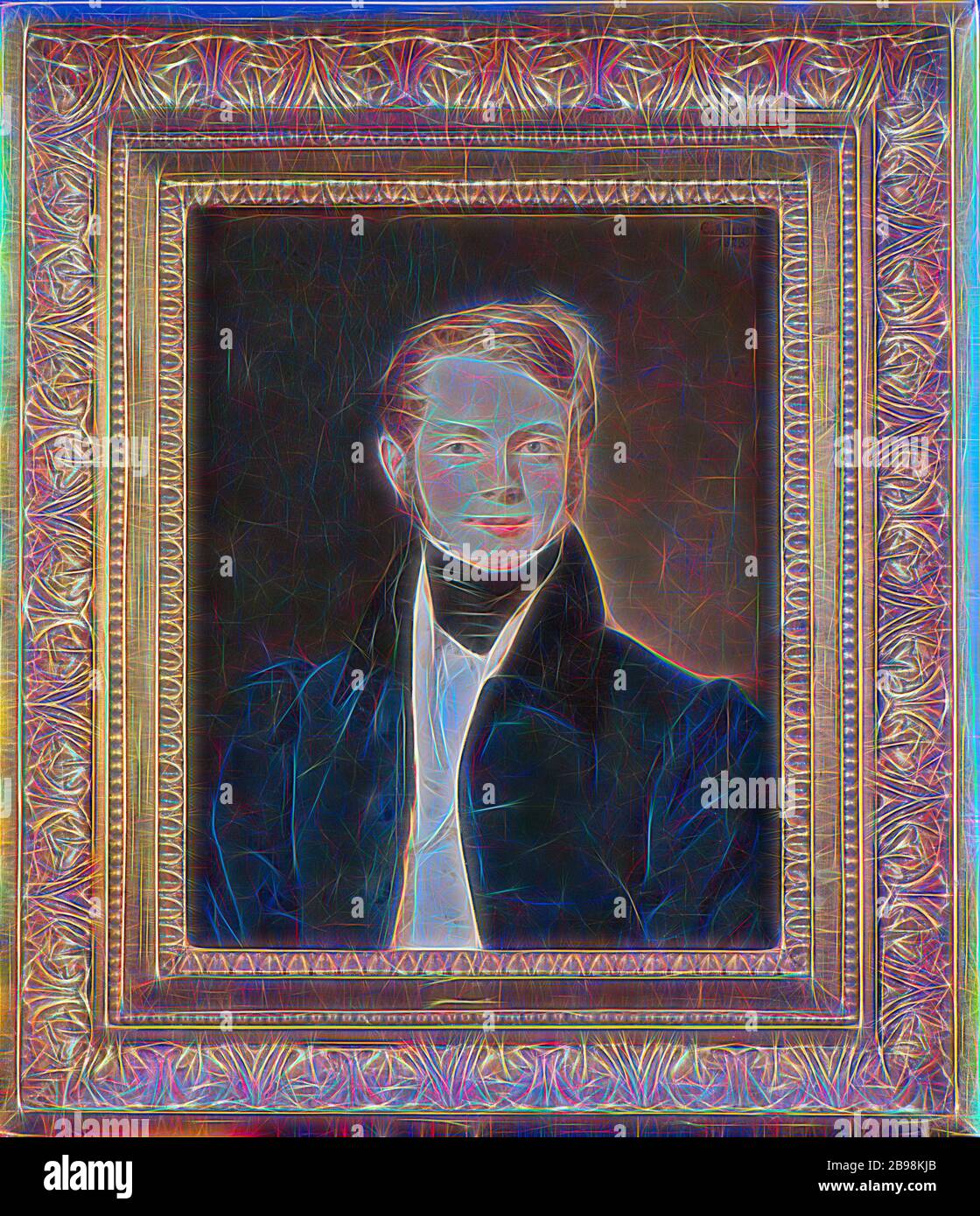 Christian Albrecht Jensen, Männerportrait, 1828, Öl auf Leinwand, Höhe, 24.2 cm (9.5 Zoll), Breite, 19.3 cm (7.5 Zoll), Beschriftung, 1830, Und unklaren Text, ein Tergo auf der Leinwand, die Kunstverein in kopenhagen, amlsforv, , CD, Weidemann St Kongensgad 67, Haftnotiz auf der Rückseite des Rahmens, Signerad, C.A.Jensen 1828, Reimagined von Gibon, Design von warmen fröhlich glühen von Helligkeit und Lichtstrahlen Ausstrahlung. Klassische Kunst neu erfunden mit einem modernen Twist. Fotografie inspiriert von Futurismus, umarmt dynamische Energie der modernen Technologie, Bewegung, Geschwindigkeit und Kultur revolutionieren. Stockfoto