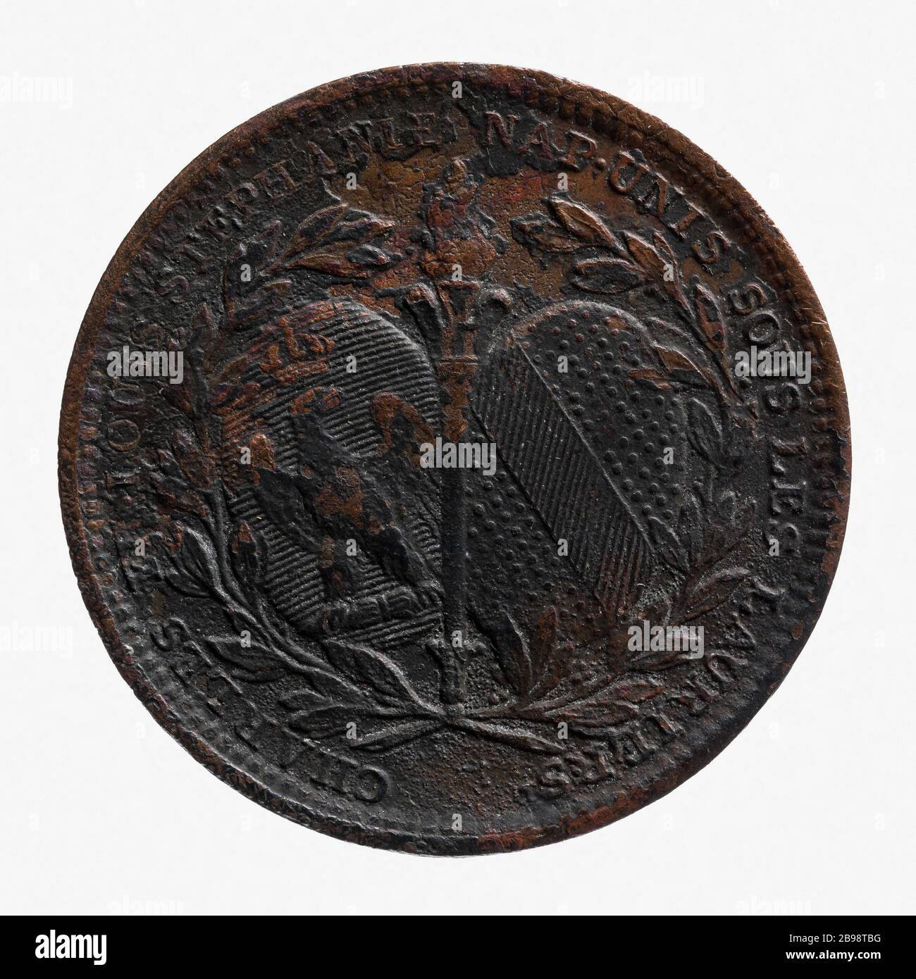 Besuch des Prinzen Karl von Baden in der Monnaie de Paris, 5. April 1806 (Dummy-Titel) Visite du Prince Charles de Bade à la Monnaie de Paris, 5. April 1806. Cuivre, 1806-1806. Paris, musée Carnavalet. Stockfoto