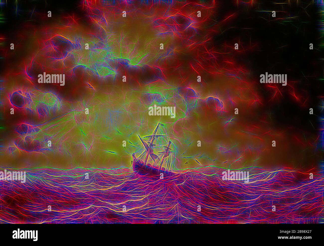 Marcus Larson, Stormy Sea, Storm at Sea, Gemälde, 1857, Öl auf Leinwand, Höhe, 88.5 cm (34.8 Zoll), Breite, 127 cm (50 Zoll), (ML in Monogramm) signiert, MLarson, , 1857., Reimagined von Gibon, Design von warmen fröhlich glühen von Helligkeit und Lichtstrahlen Ausstrahlung. Klassische Kunst neu erfunden mit einem modernen Twist. Fotografie inspiriert von Futurismus, umarmt dynamische Energie der modernen Technologie, Bewegung, Geschwindigkeit und Kultur revolutionieren. Stockfoto