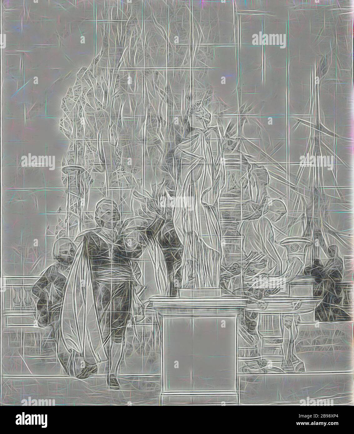 Carl Larsson, (1853-1919), König Gustav III, Karikatur für den Unteren Saal des NM. Mäzen der Schönen Künste und Gründer des Museums König Gustav III von Schweden Recieving Antike Kunstwerke, Kleber auf Leinwand, Höhe: 633 cm (20.7 ft), Breite: 560 cm (18.3 ft), neu gestaltet von Gibon, Design von warmen fröhlich glühen der Helligkeit und Lichtstrahlen Ausstrahlung. Klassische Kunst neu erfunden mit einem modernen Twist. Fotografie inspiriert von Futurismus, umarmt dynamische Energie der modernen Technologie, Bewegung, Geschwindigkeit und Kultur revolutionieren. Stockfoto