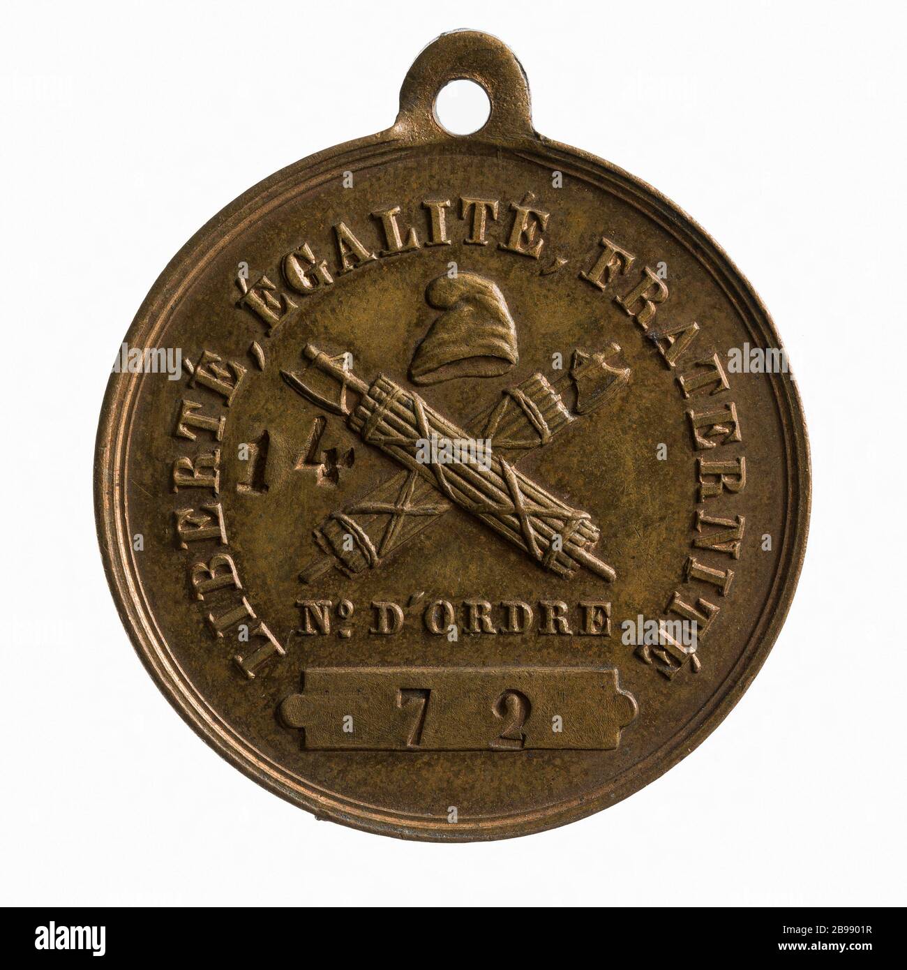Liga der Menschenrechte und des Bürgers", um das Jahr 1888 (Dummy-Titel) Médaille "Société des droits de l'Homme et du citoyen". Laiton, Vers. Paris, musée Carnavalet. Stockfoto