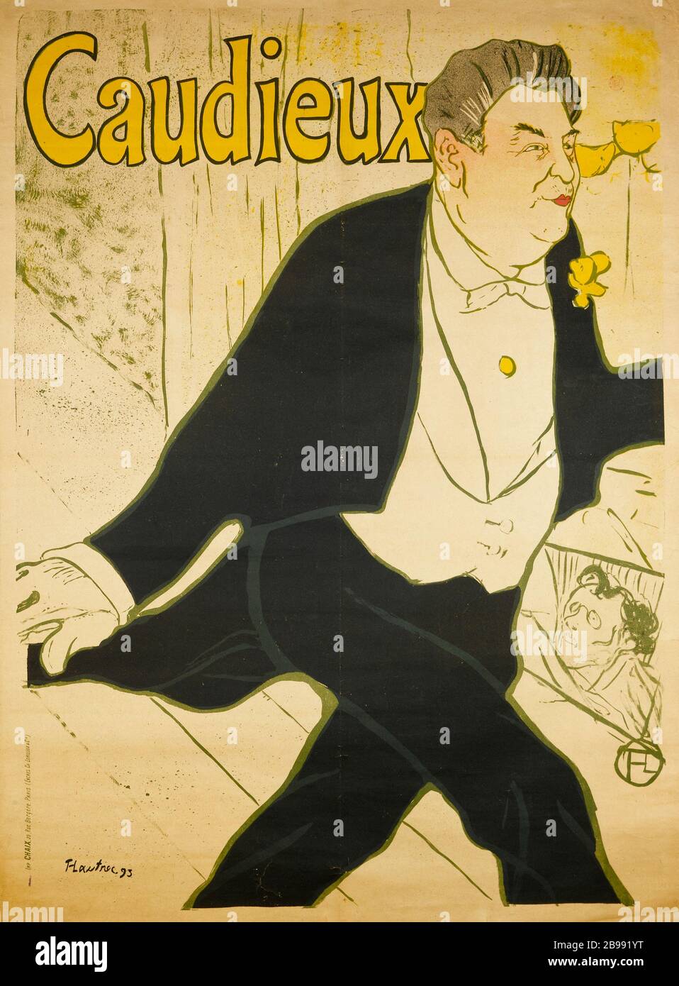 Toulouse-Lautrec - Caudieux Henri Marie Raymond de Toulouse-Lautrec (1864-1901). Imprimerie Chaix. Caudieux. Affiche. Lithographie couleur, 1893. Paris, musée Carnavalet. Stockfoto